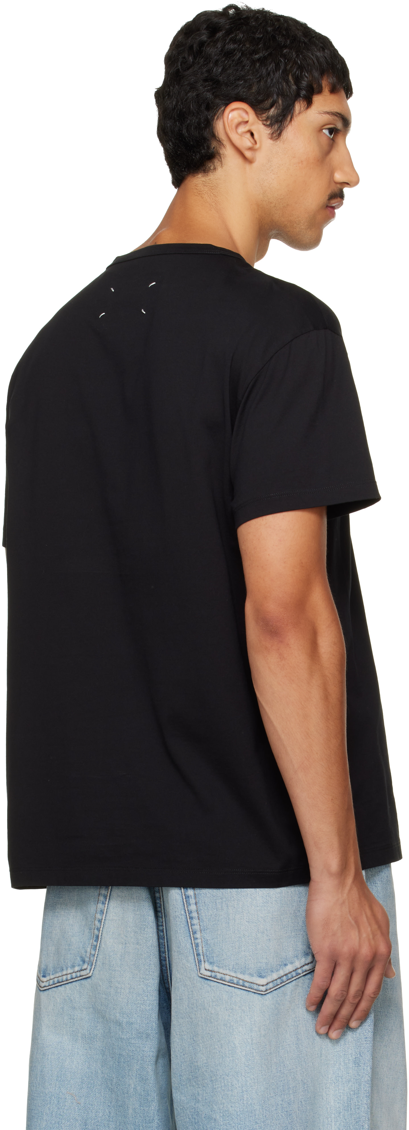 Maison Margiela: Black Logo Cotton T-shirt | SSENSE