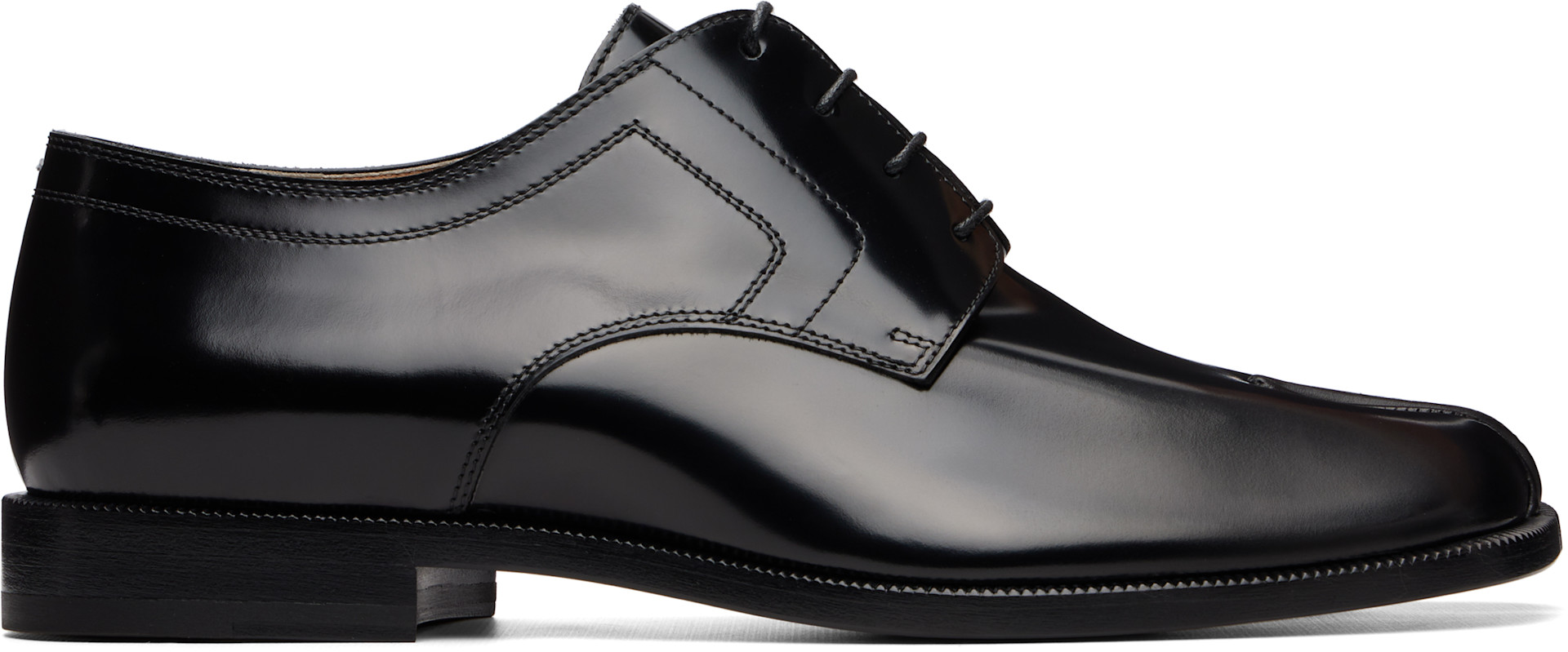Maison Margiela: Black Tabi Lace-Up Derbys | SSENSE