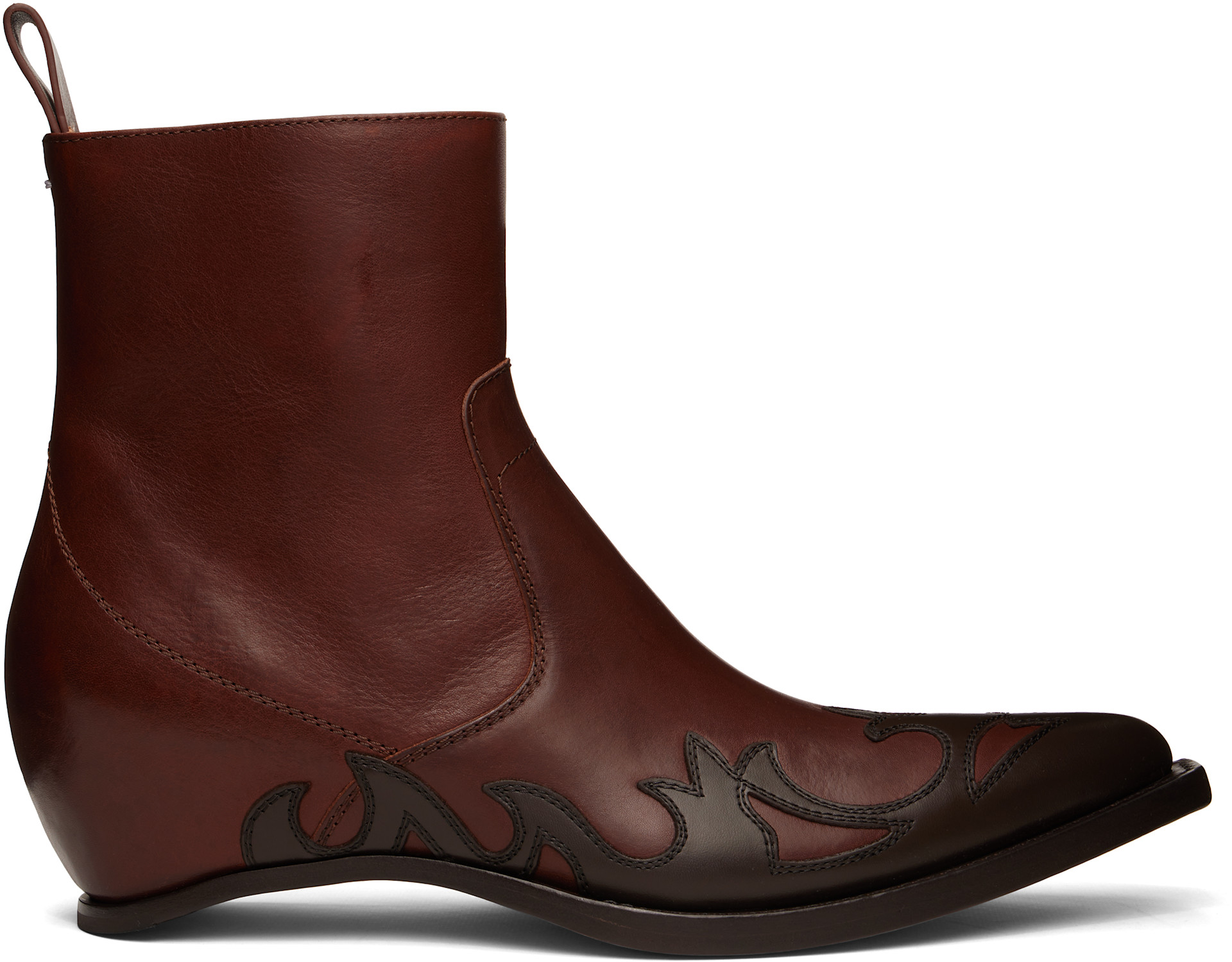靴 MAISON MARGIELA Maison Margiela: Brown Heel-Less Western Flame Boots | SSENSE Canada