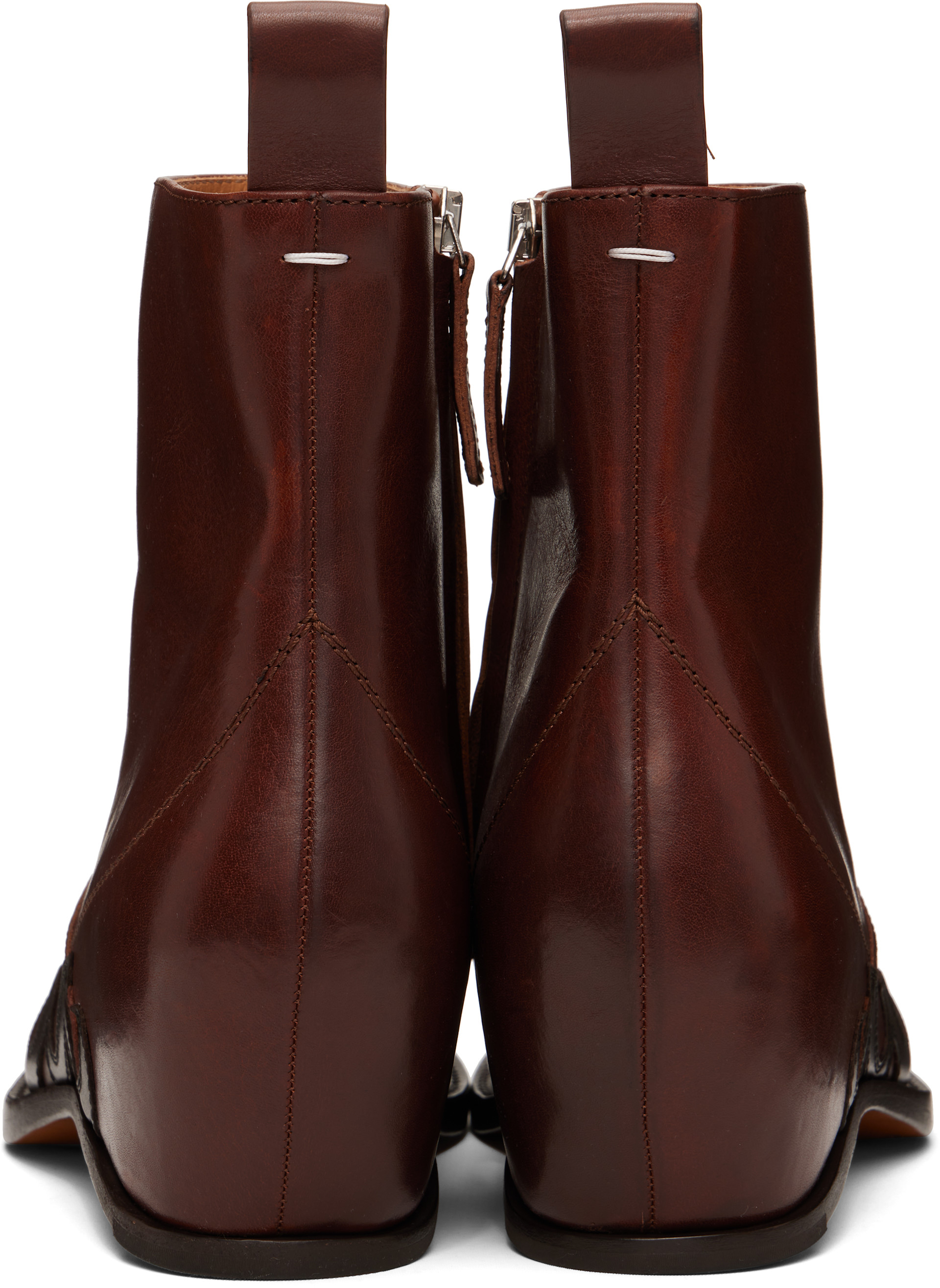 Maison Margiela: Brown Heel-Less Western Flame Boots | SSENSE