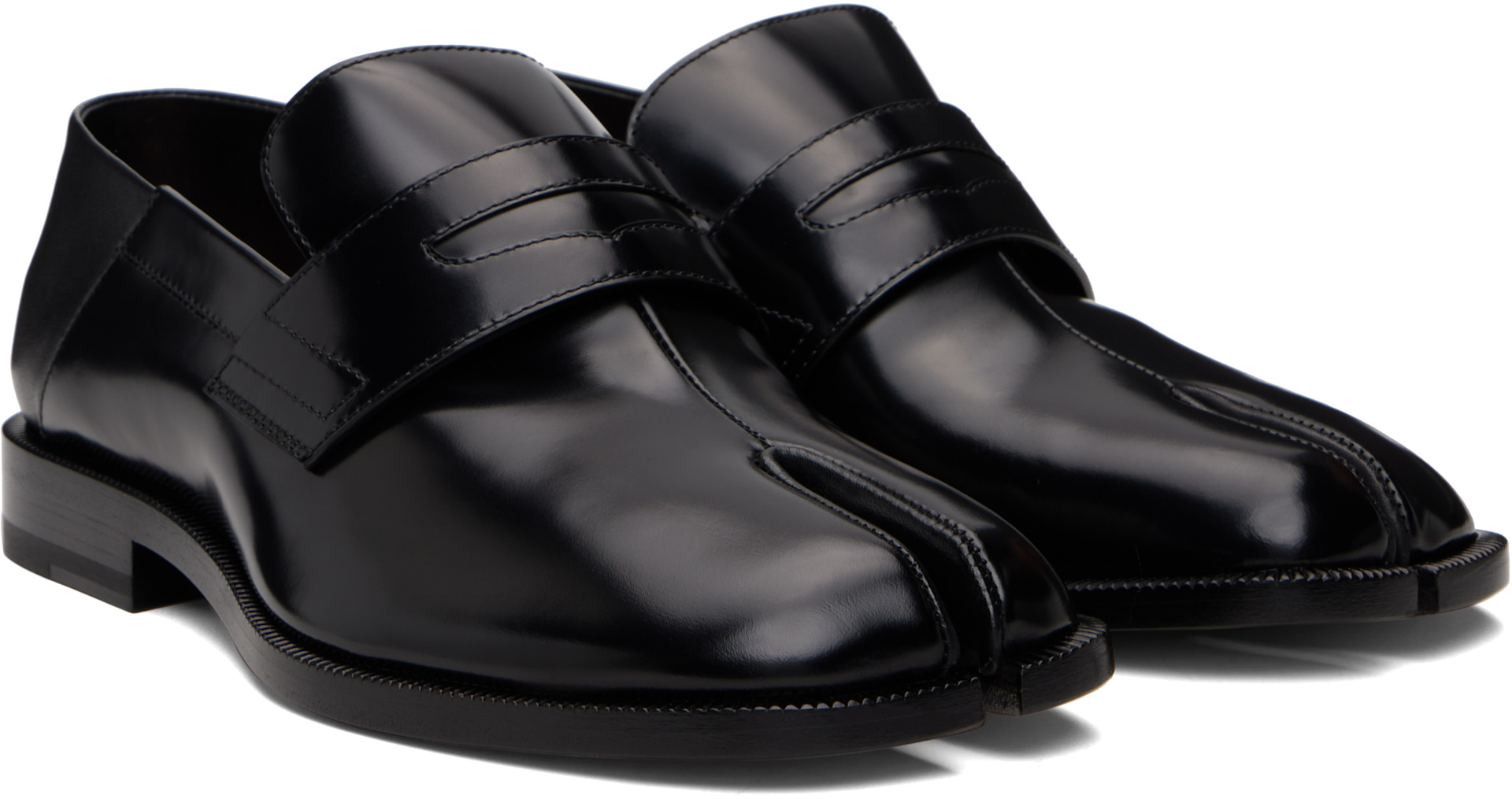 Maison Margiela: Black Tabi Silp-on Loafers | SSENSE