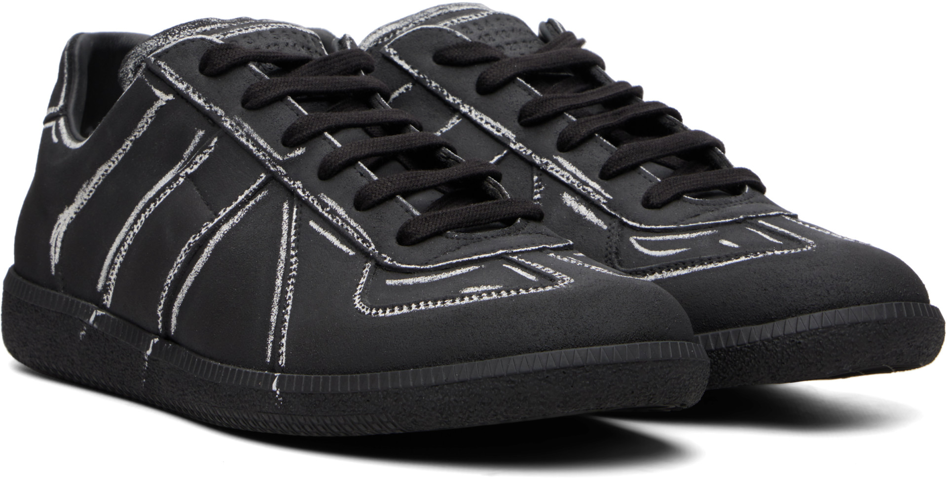 Maison Margiela: Black & White Chalkboard Replica Sneakers | SSENSE