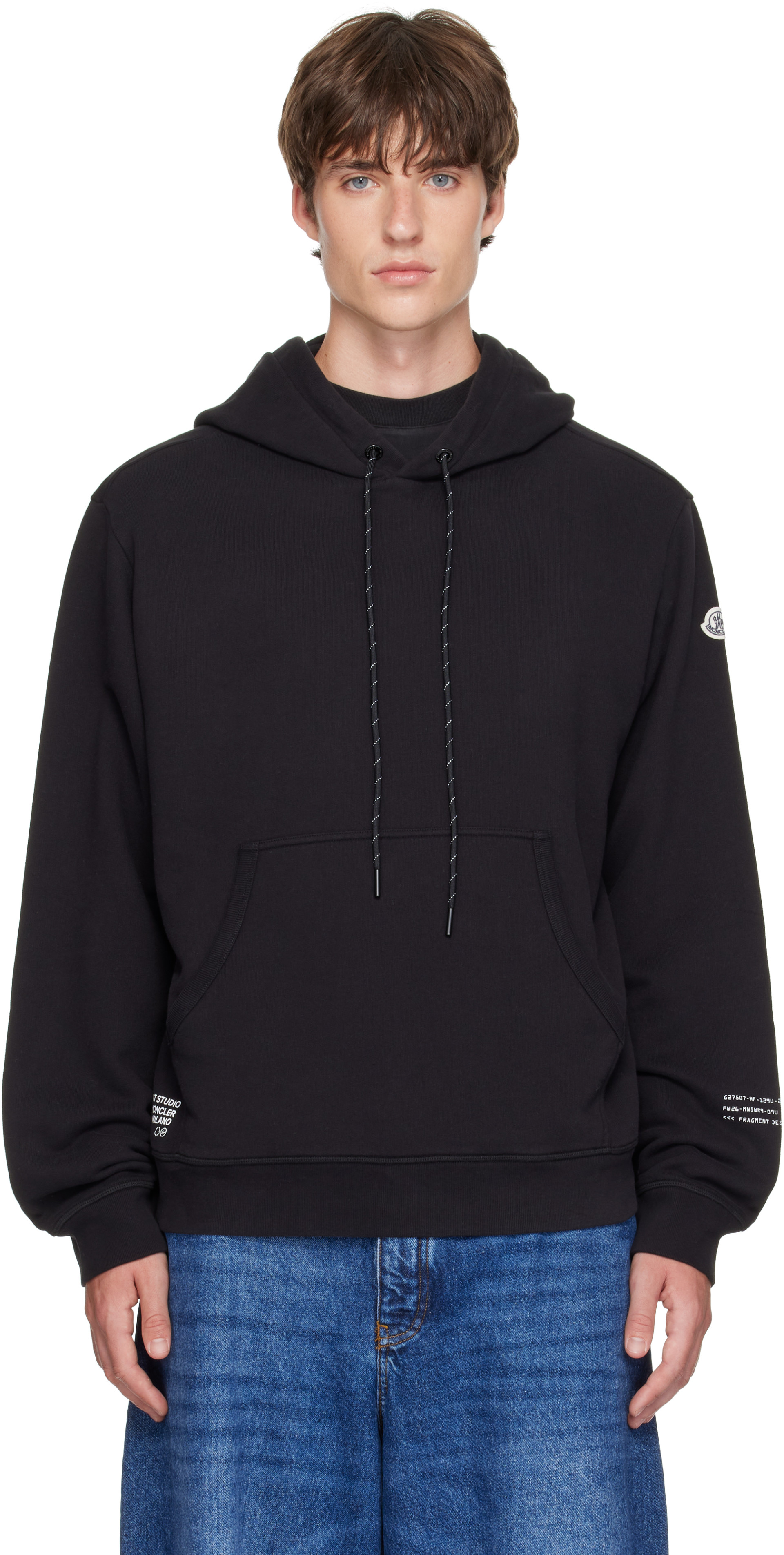 Moncler Genius: Moncler x Fragment Black Logo Cotton Hoodie | SSENSE