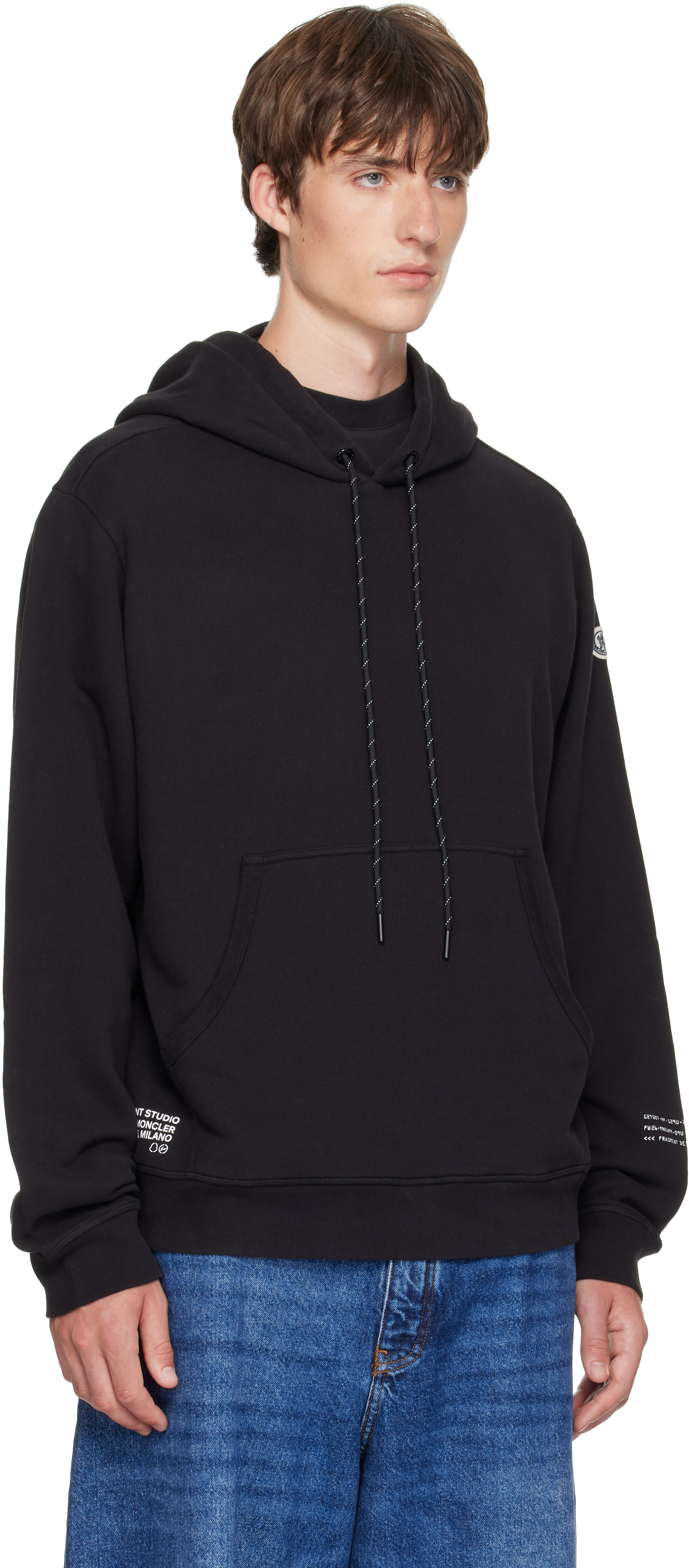 Moncler Genius: Moncler x Fragment Black Logo Cotton Hoodie | SSENSE