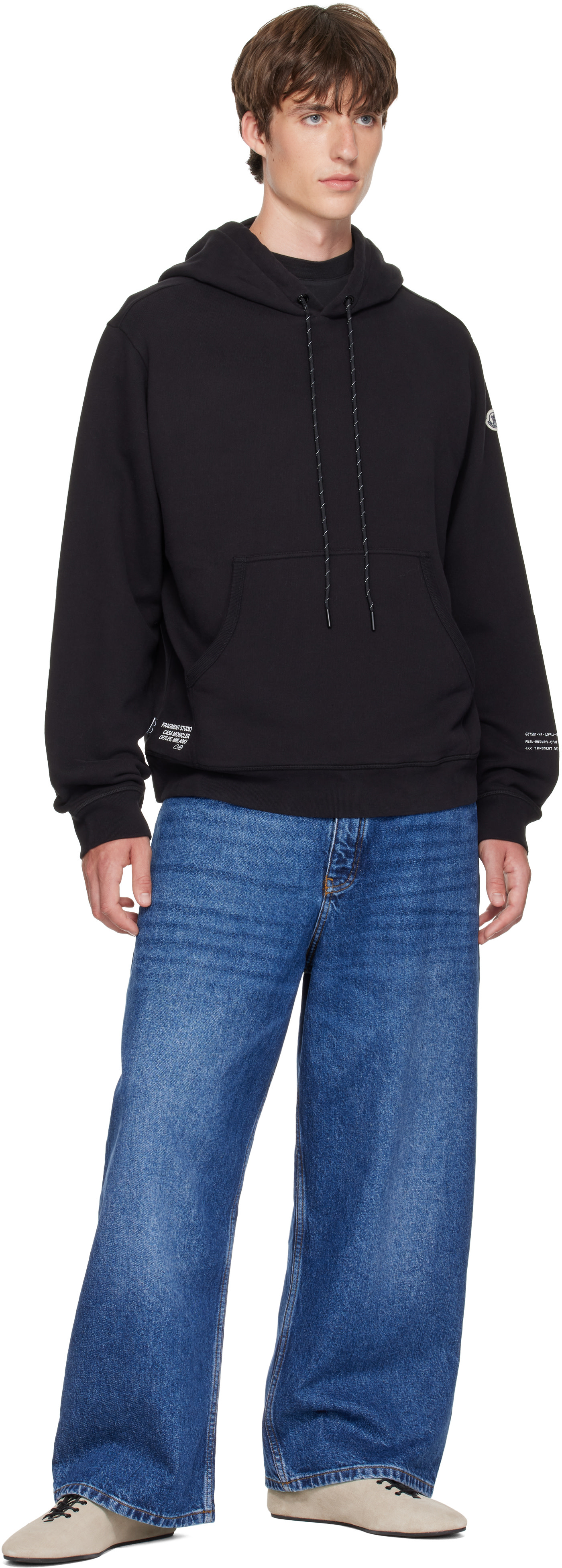 Moncler Genius: Moncler x Fragment ブラック ロゴ コットン フーディ