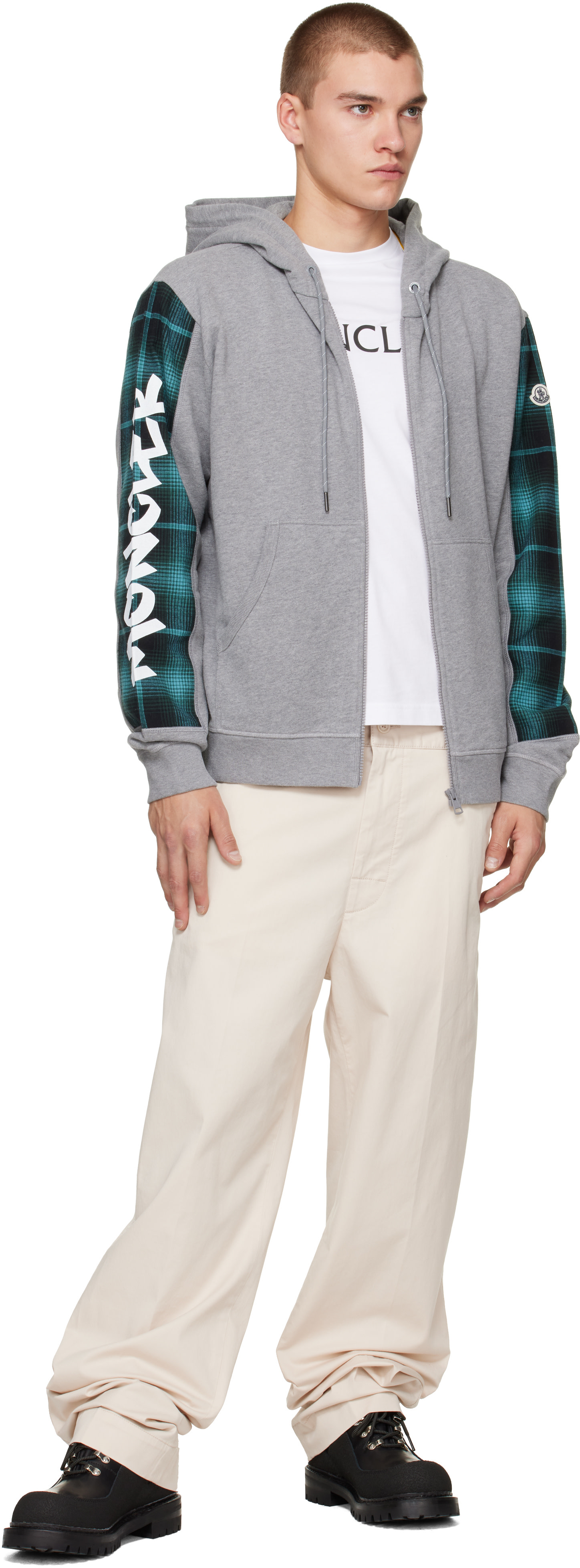 Moncler Genius: Moncler x Fragment グレー ジップアップフーディ