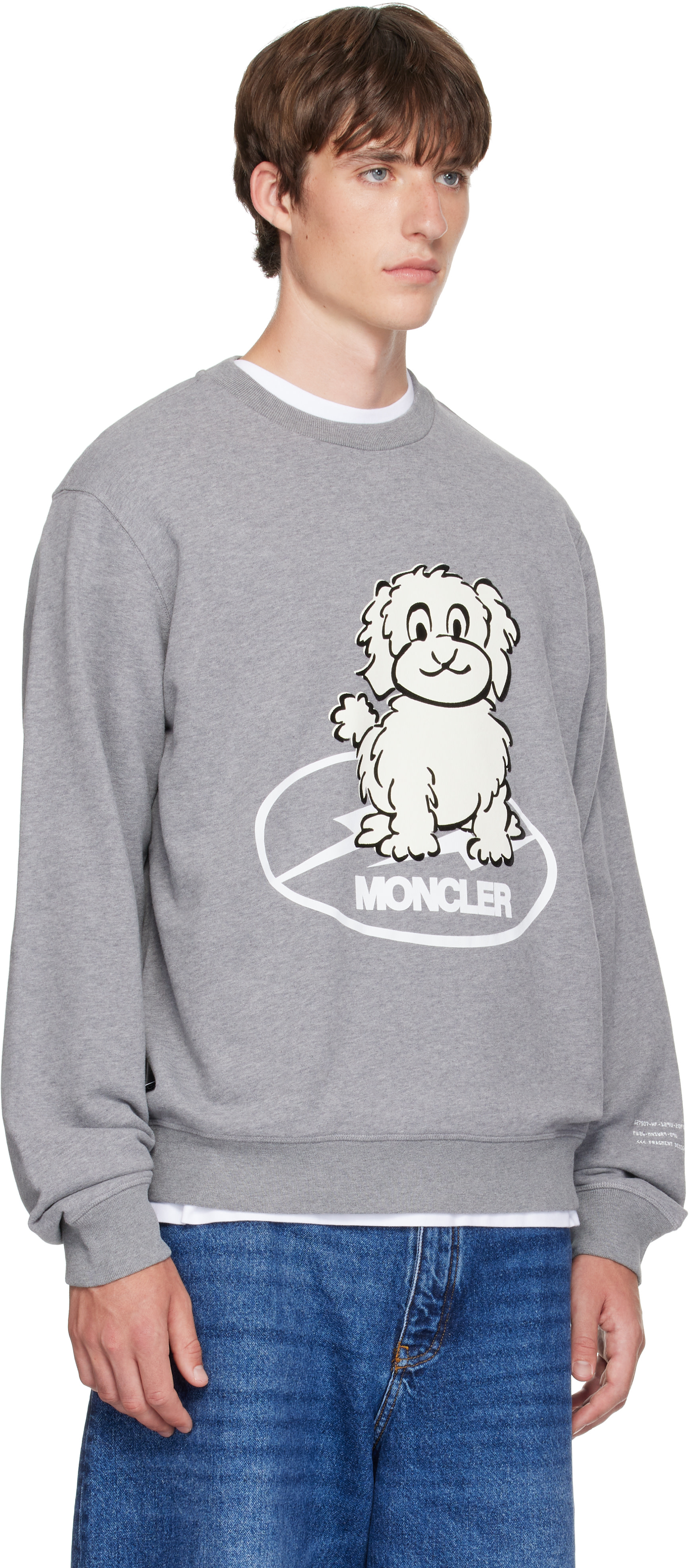 Moncler Genius: Moncler x Fragment Gray Dog Print Cotton