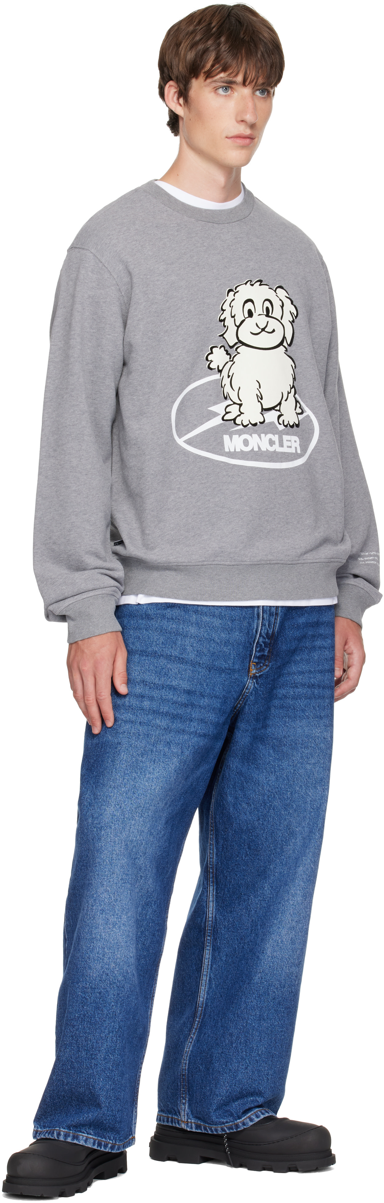 Moncler Genius: Moncler x Fragment Gray Dog Print Cotton