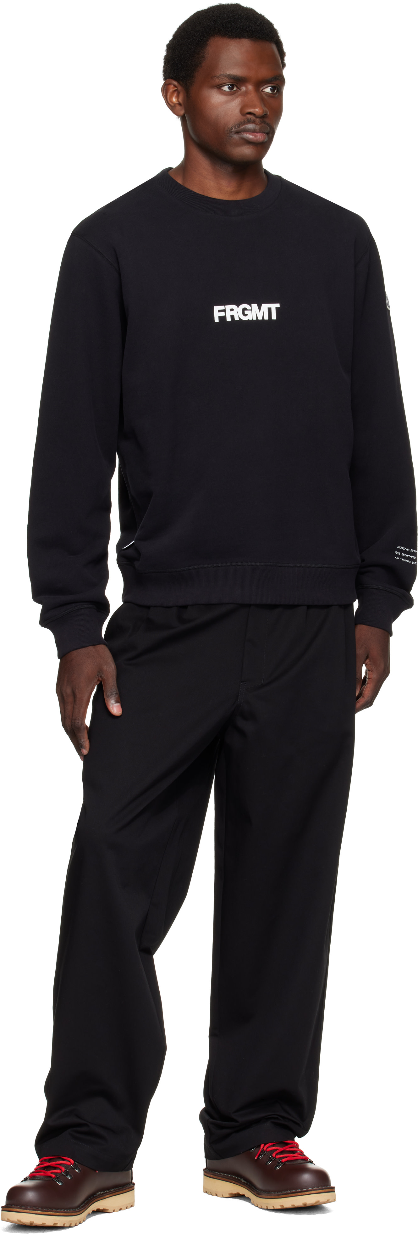 MONCLER クルーネック スウェット ブラック Moncler Genius: Moncler x FRGMT Black Crewneck Sweatshirt | SSENSE