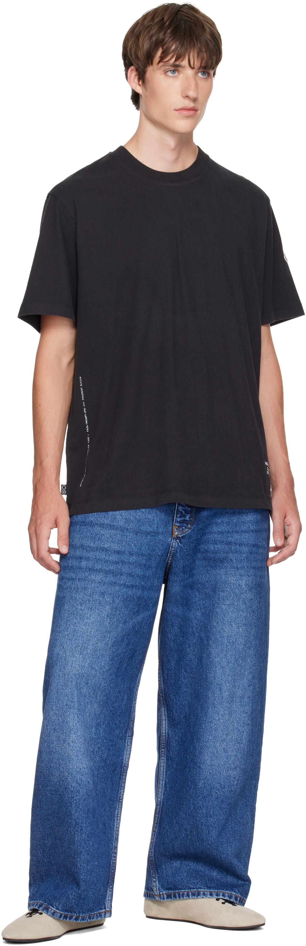 Moncler Genius: Moncler x Fragment Black Short Sleeve T-shirt | SSENSE