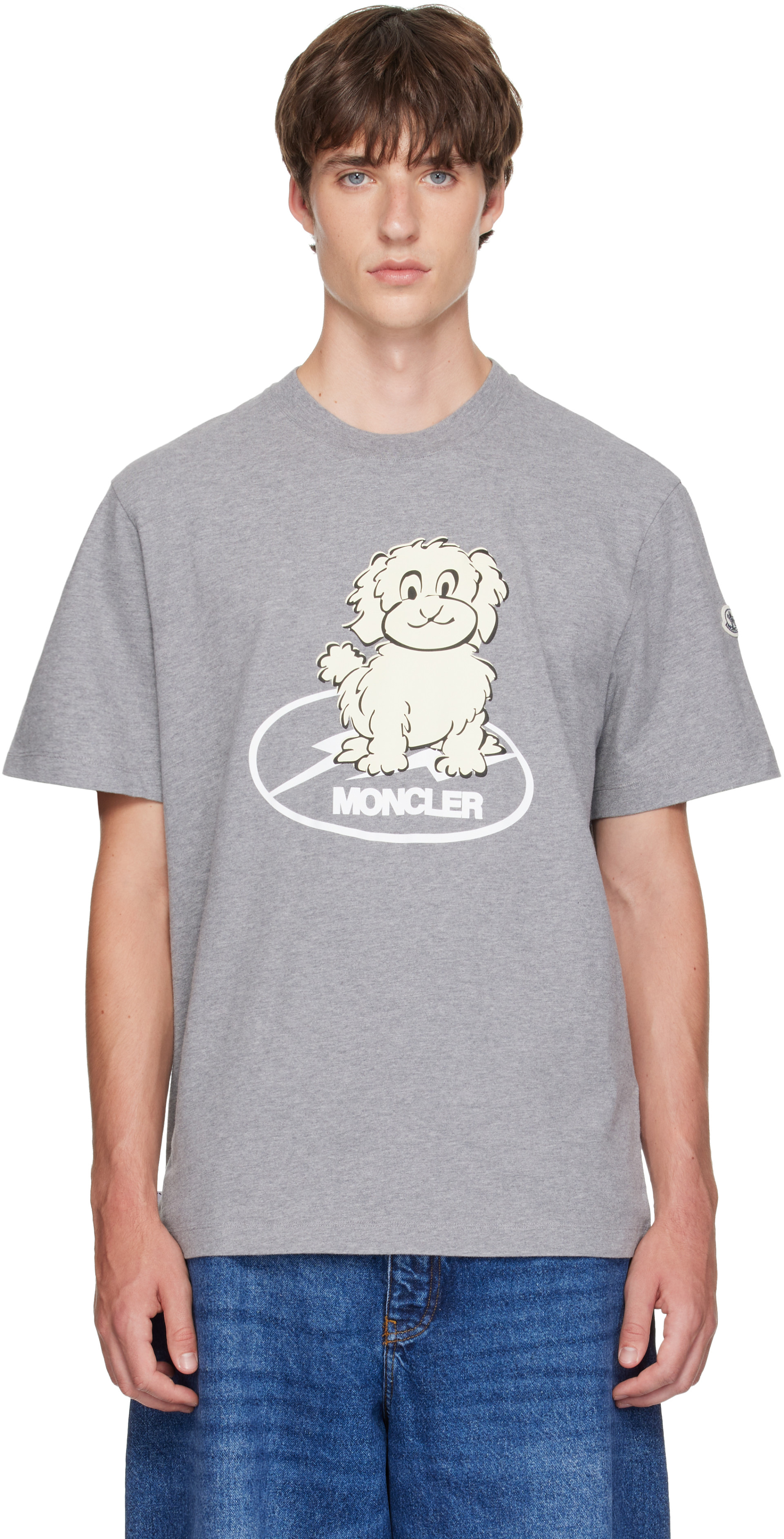 Moncler Genius: Moncler x Fragment グレー Dog プリントTシャツ