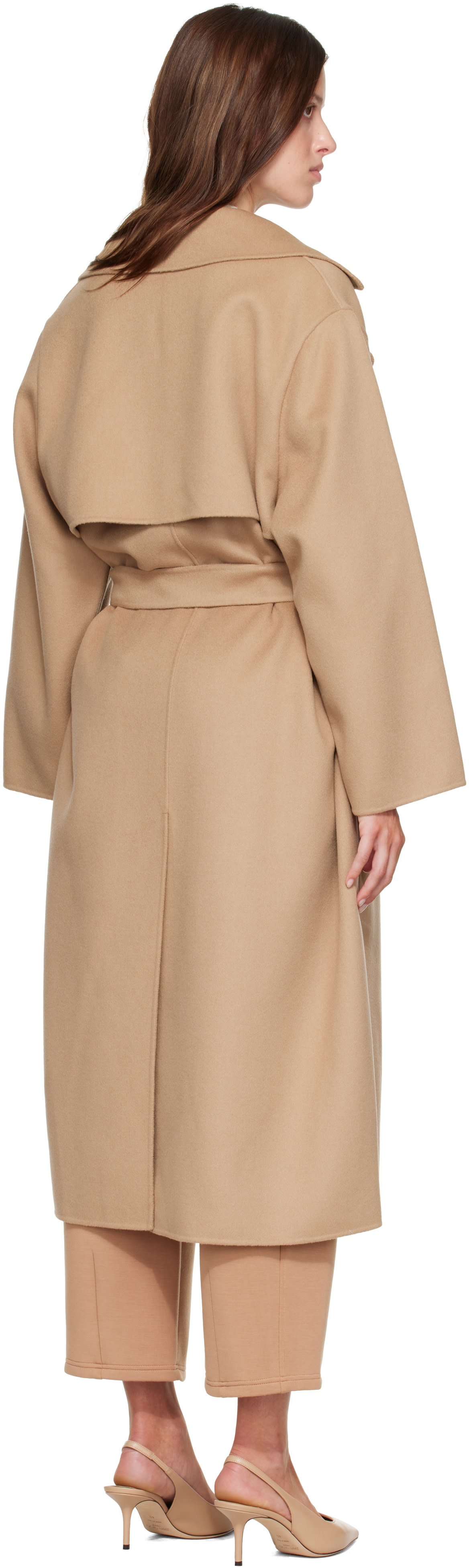 美品 MaxMara ベージュ ロングコート オープンフロント ポケットあり Weekend Max Mara: ベージュ Operoso コート | SSENSE 日本