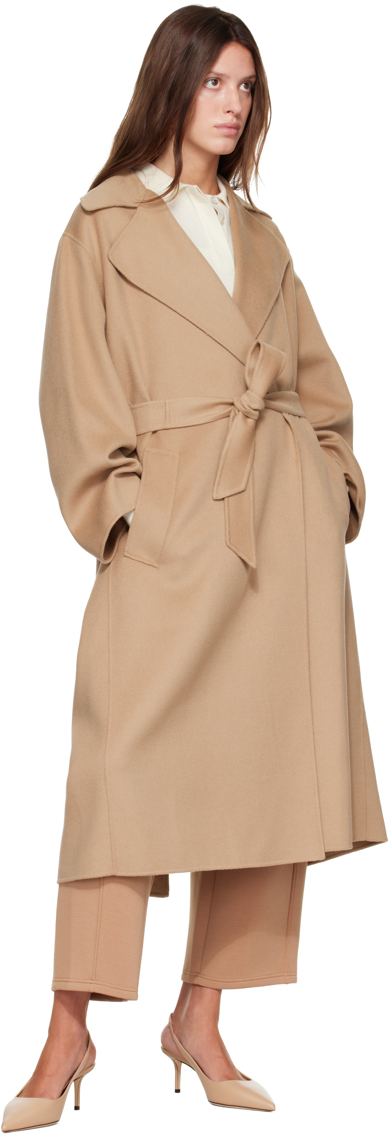 Goldwin フーデッドオーバーコート オークベージュ　ストラトビー Weekend Max Mara: ベージュ Operoso コート | SSENSE 日本