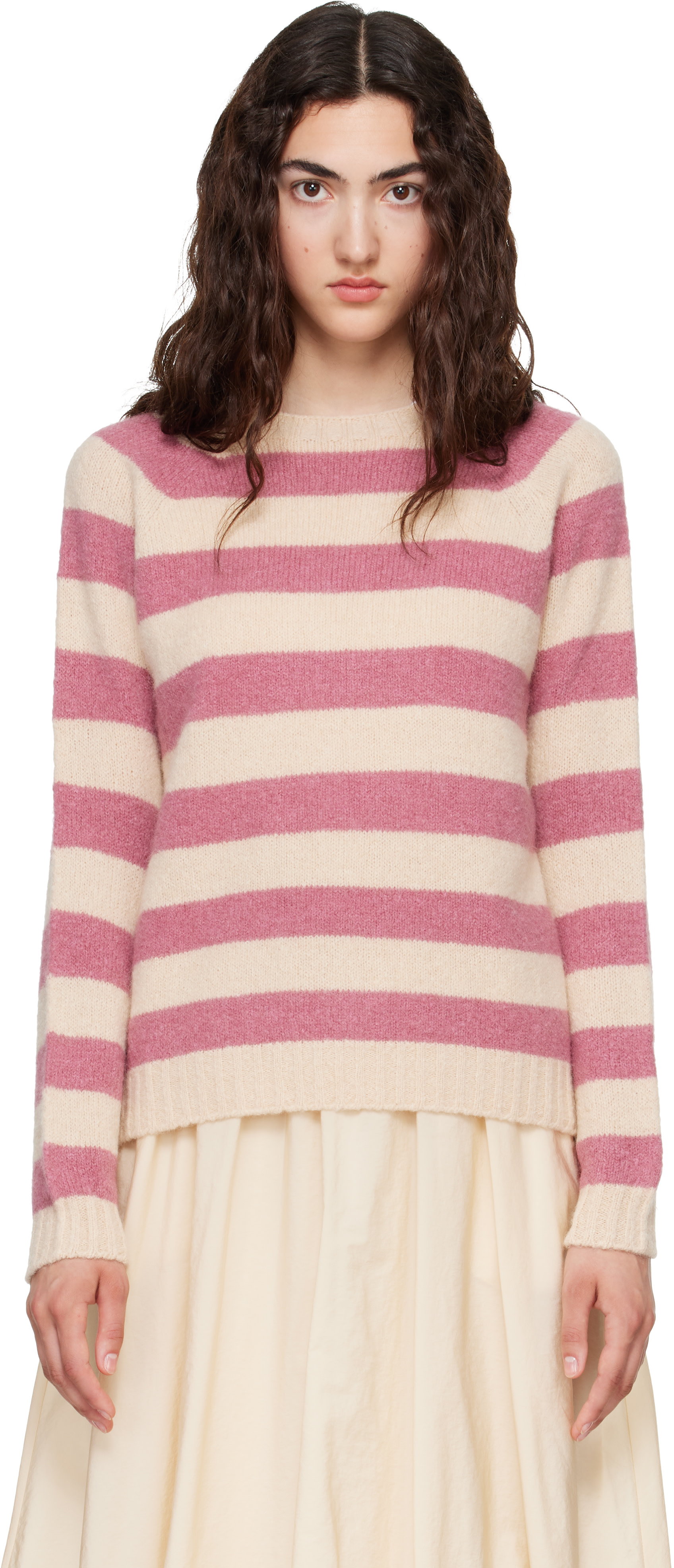 Weekend Max Mara - Pull Ghiacci rose et blanc cassé