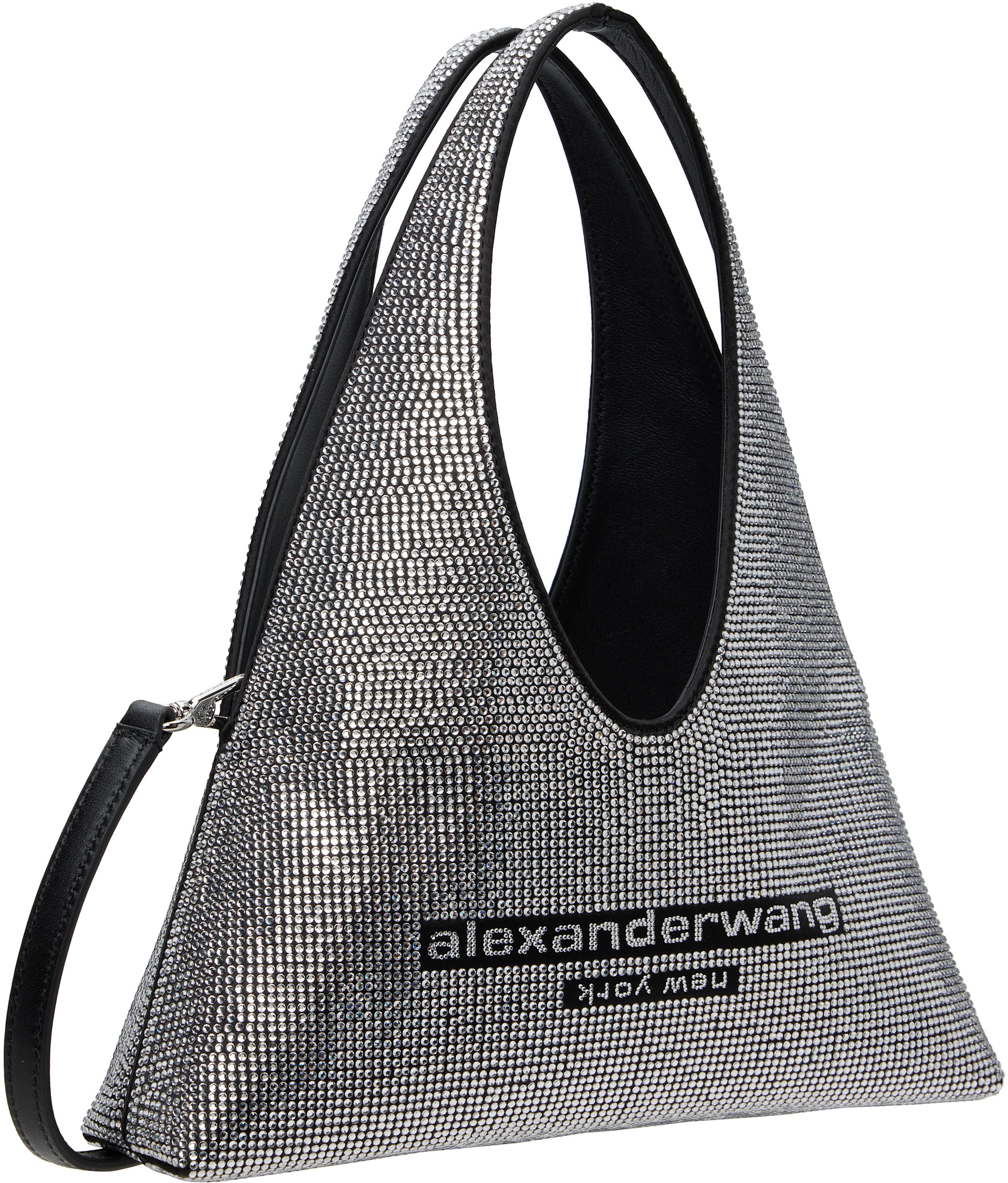 Alexander Wang: シルバー＆ブラック ミニ Pike Crystal バッグ 