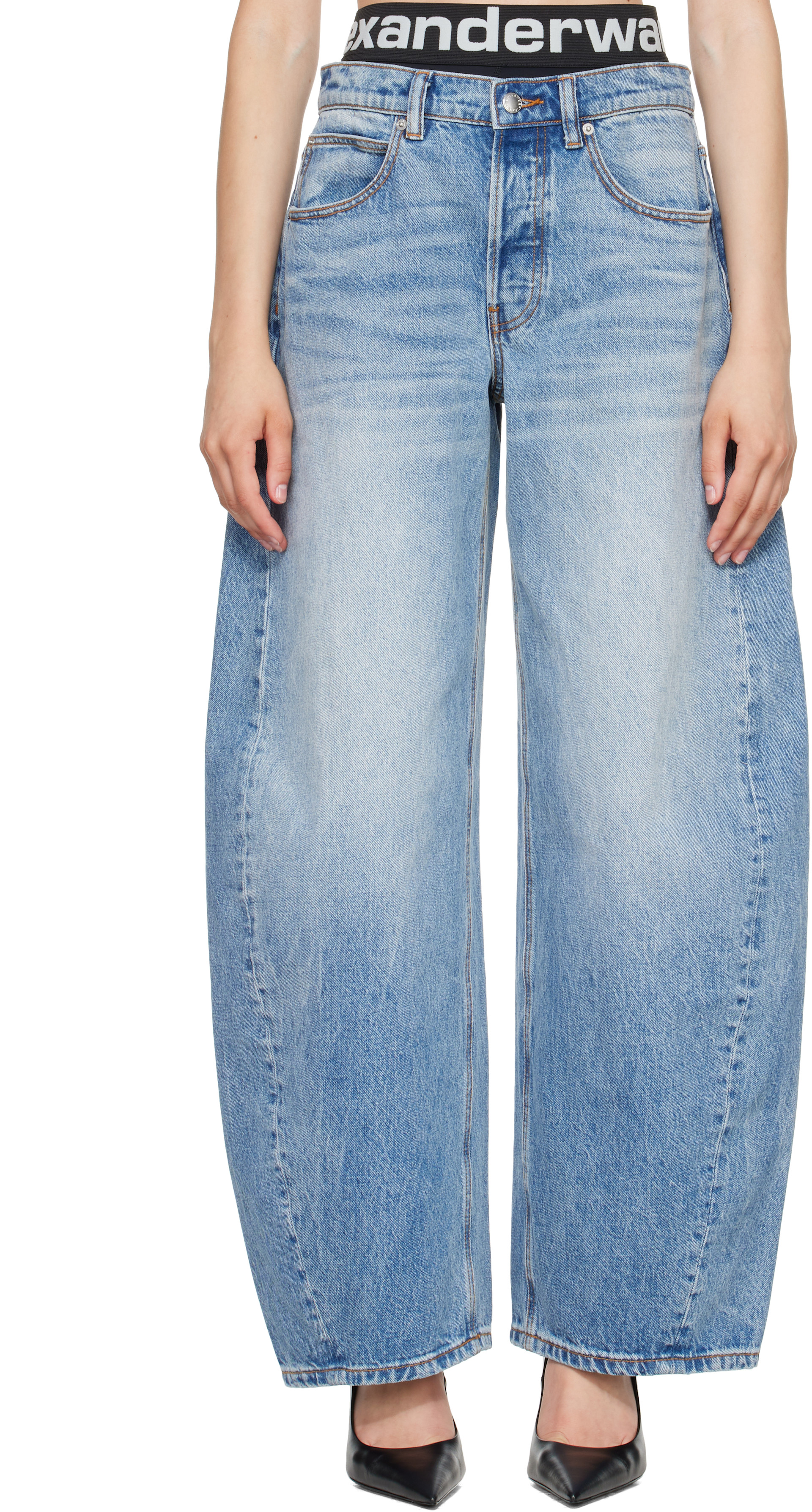 Alexander Wang - Jean bleu à taille à logo
