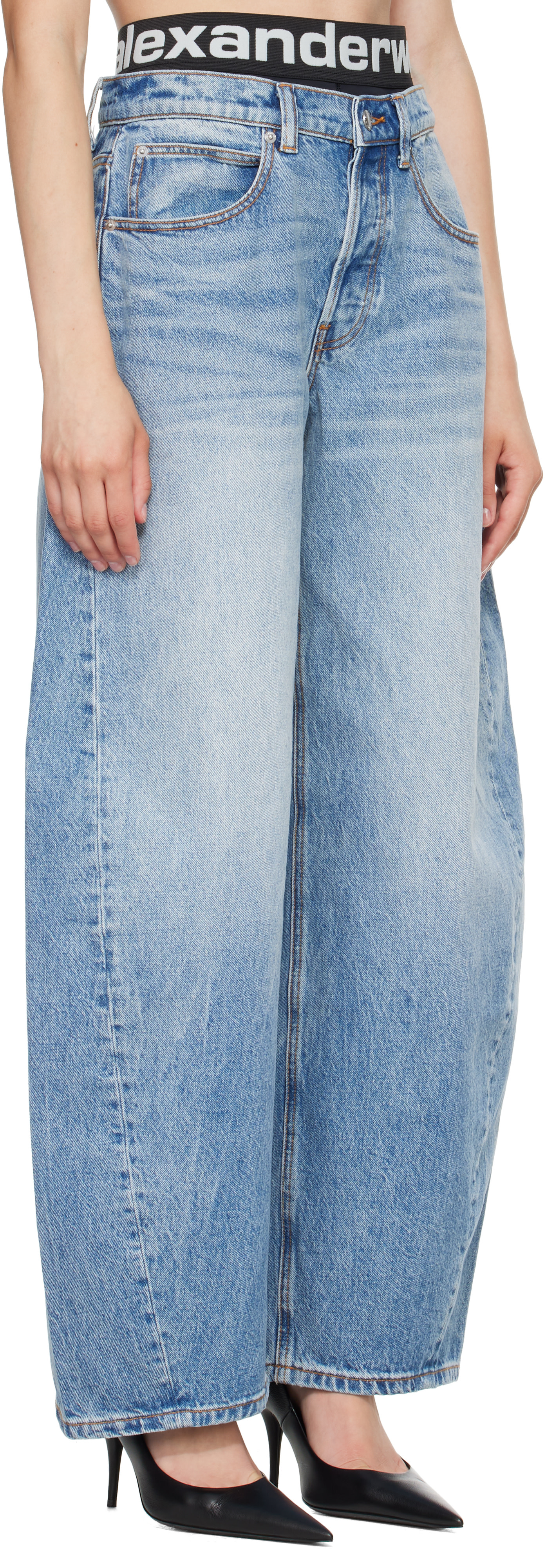Alexander Wang - Jean bleu à taille à logo