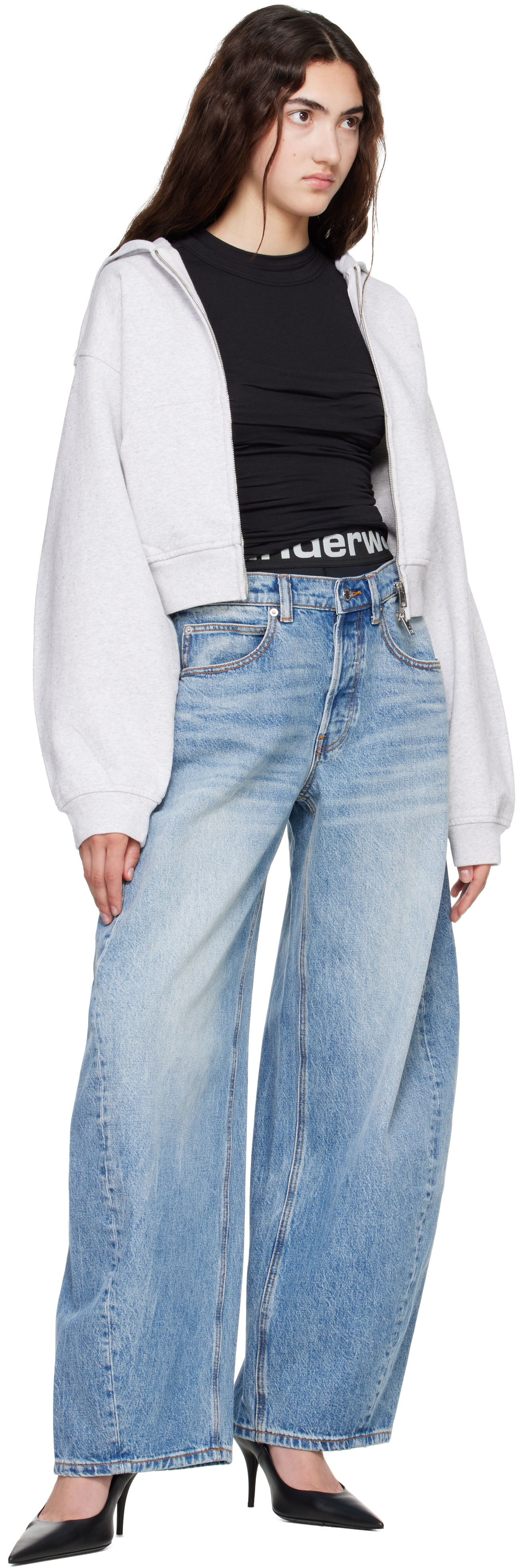 Alexander Wang - Jean bleu à taille à logo
