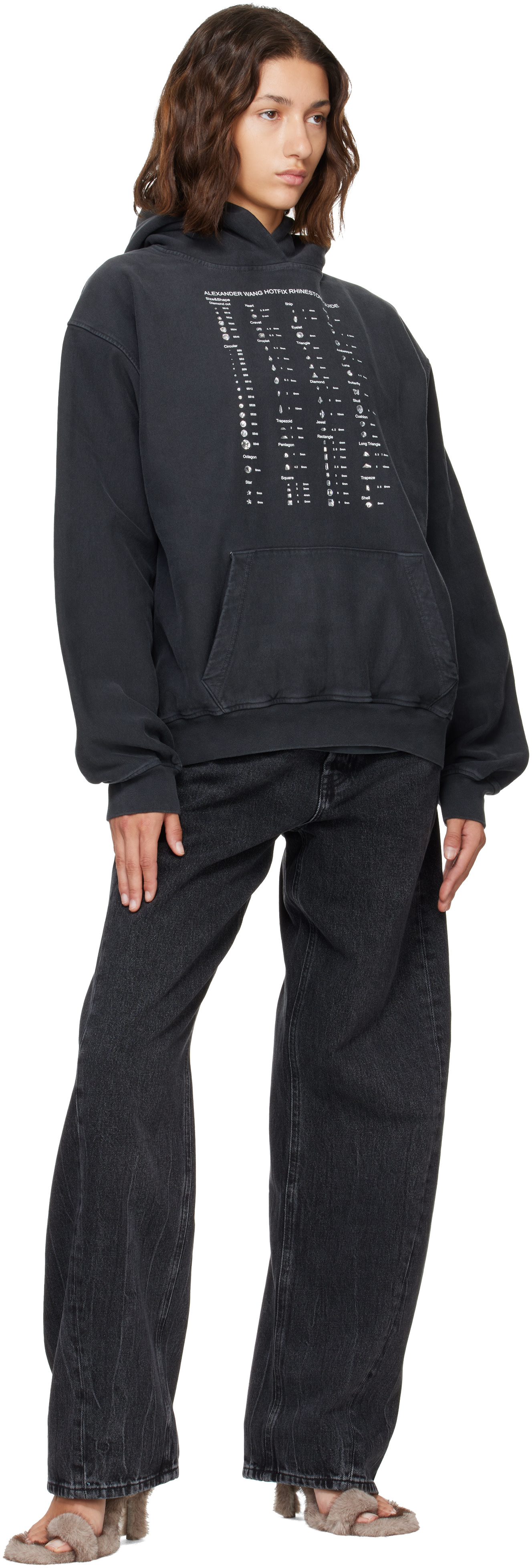 Alexander Wang: Black Crystal Hotfix Belt Loop Mid-Rise Relaxed