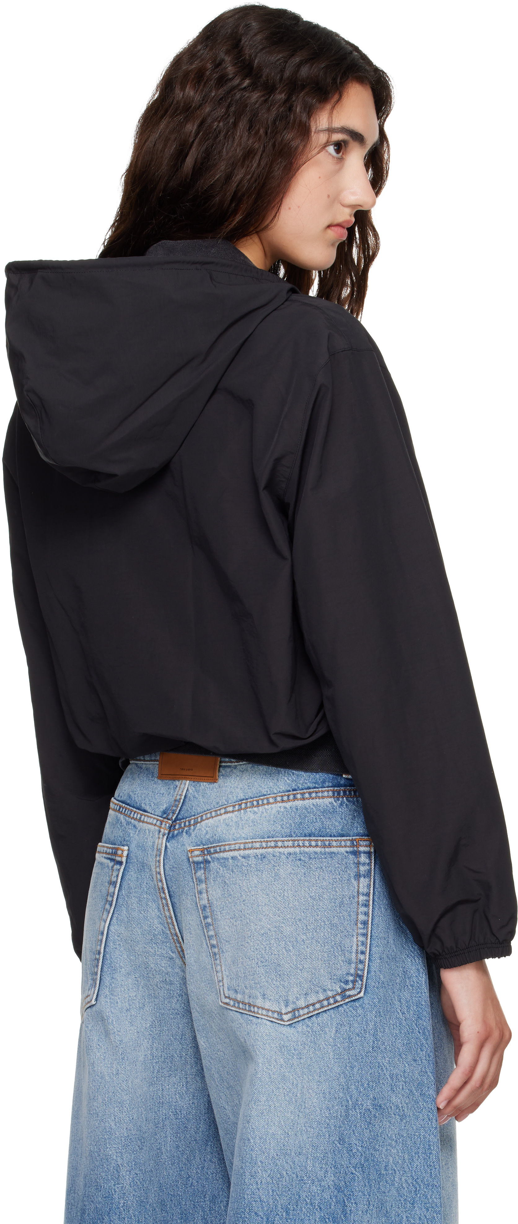 マウンテンパーカー Alexander Wang Alexander Wang: Black Crystal Hotfix Drawcord Cropped Zip-Up