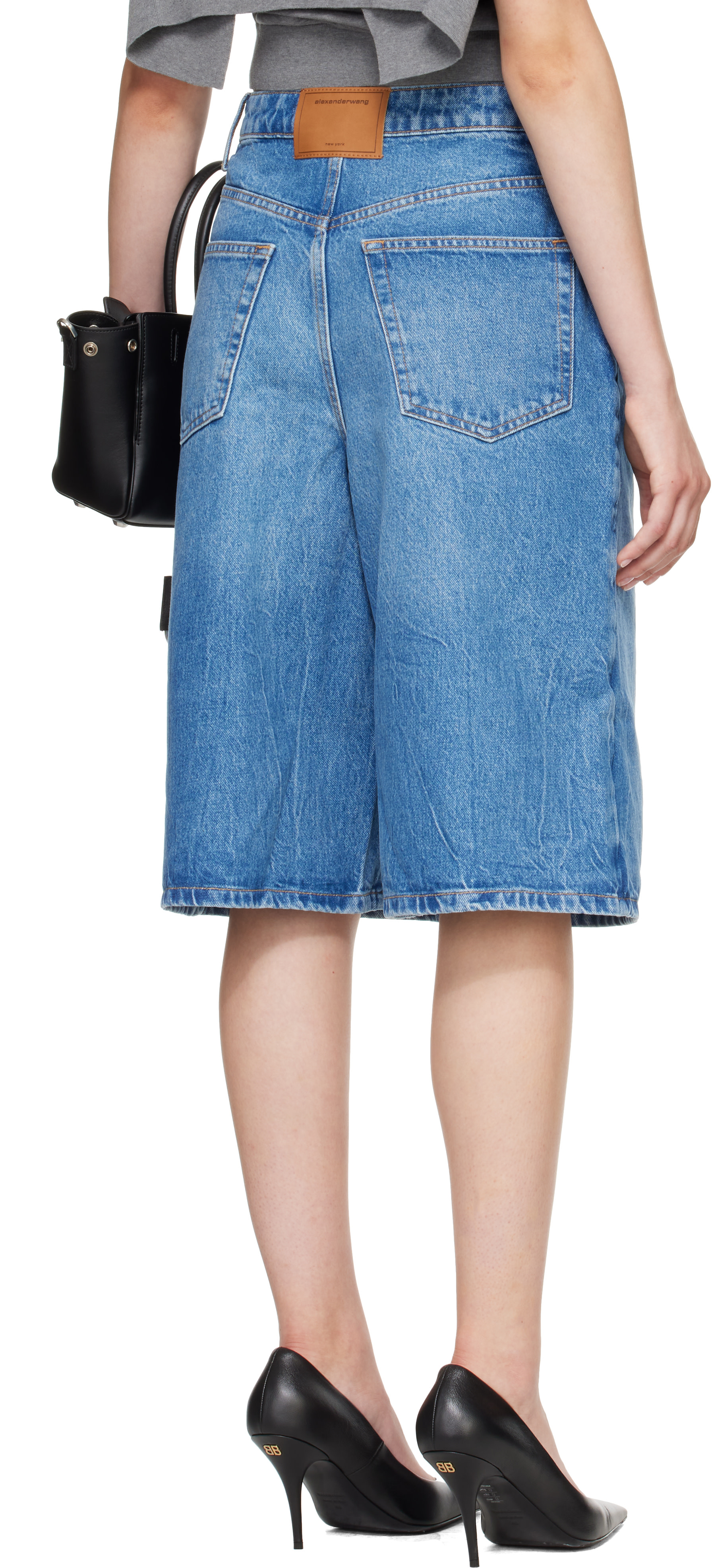 Alexander Wang: ブルー Zip Front ミディアムスコート | SSENSE 日本