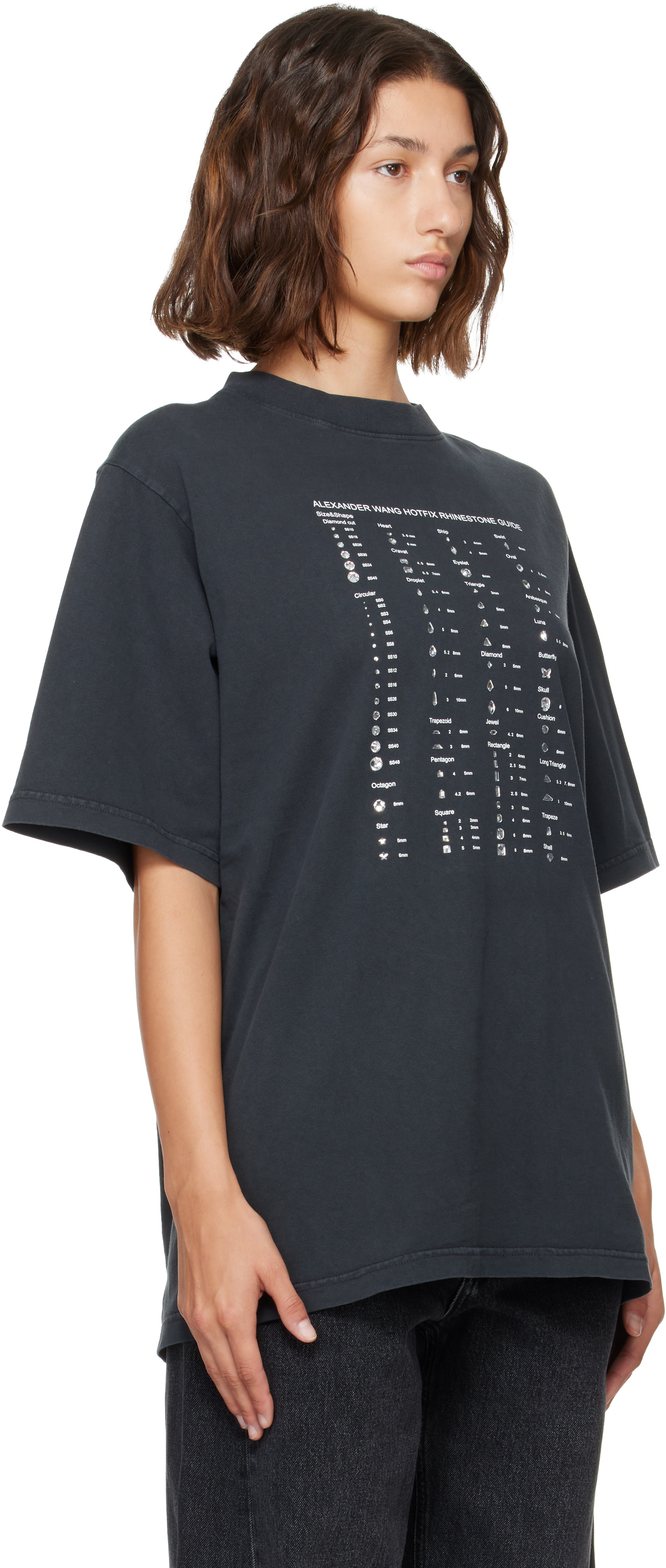Alexander Wang: Black Crystal Hotfix Graphic T-shirt | SSENSE
