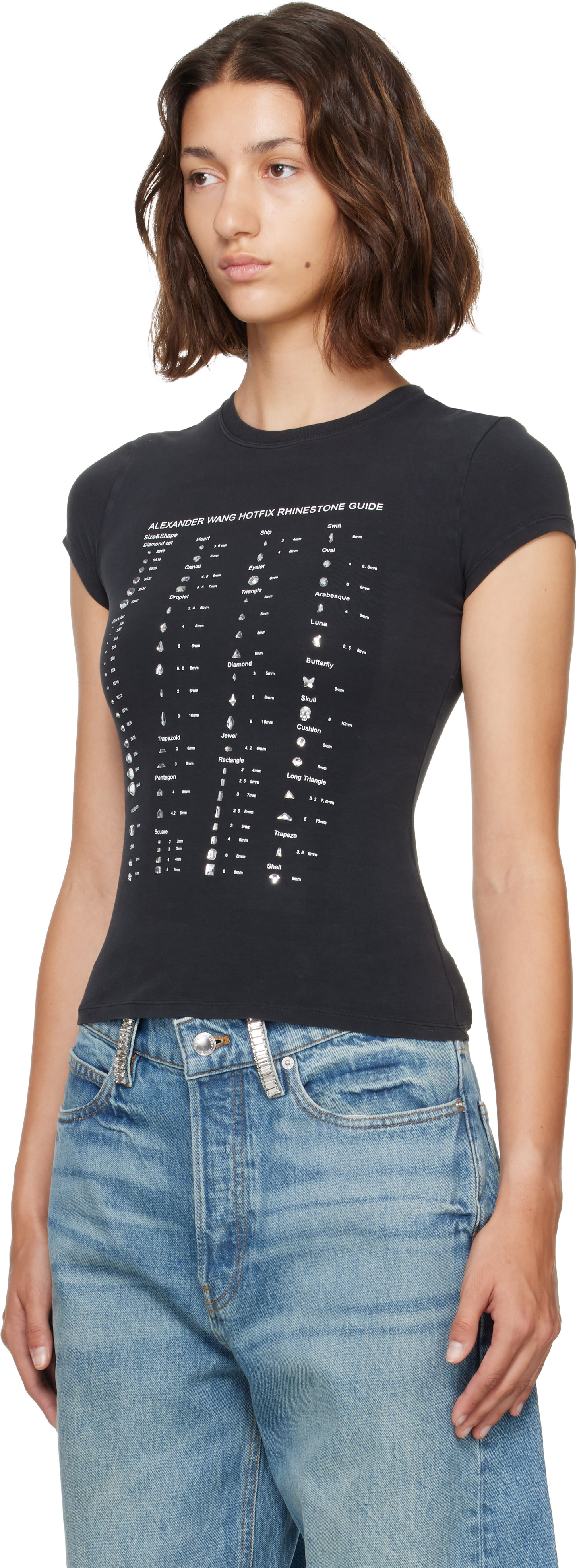Alexander Wang: ブラック Crystal Hotfix フィット グラフィックT