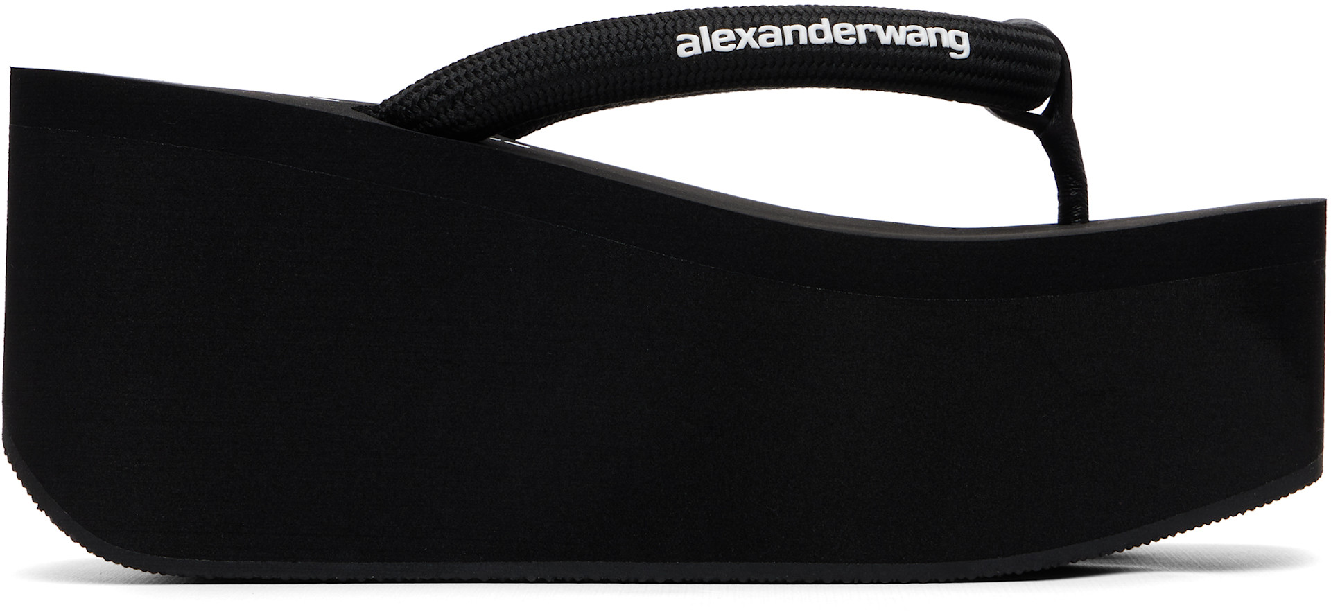 Alexander Wang: Black Jenna Thong Platform Heeled Sandals | SSENSE