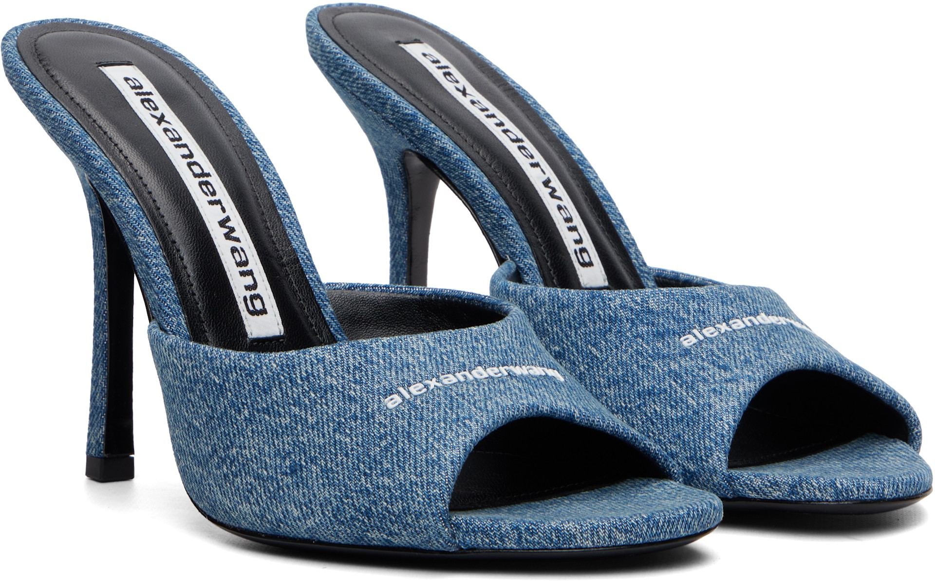 Alexander Wang: Blue Cher Mule Heeled Sandals | SSENSE