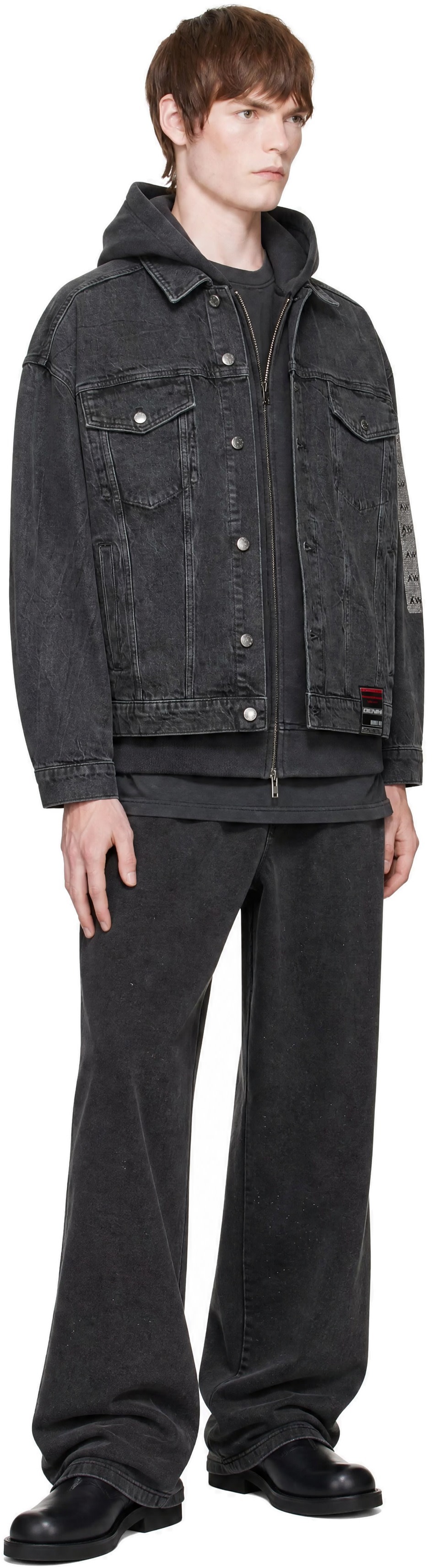 Alexander Wang - Gray Flasher Graphic Oversized Denim Trucker Jacket
