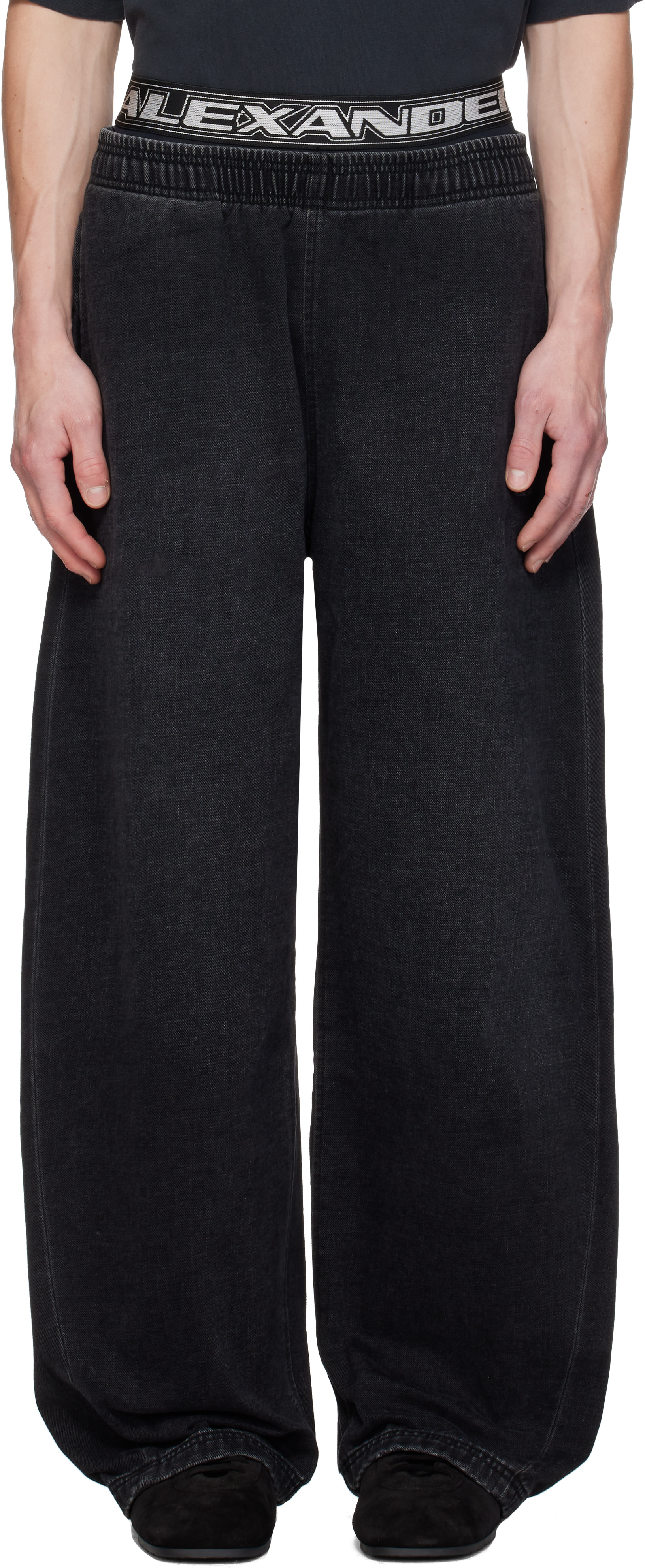 Alexander Wang - ブラック Pre-Styled ブラッシュド デニム スウェットパンツ