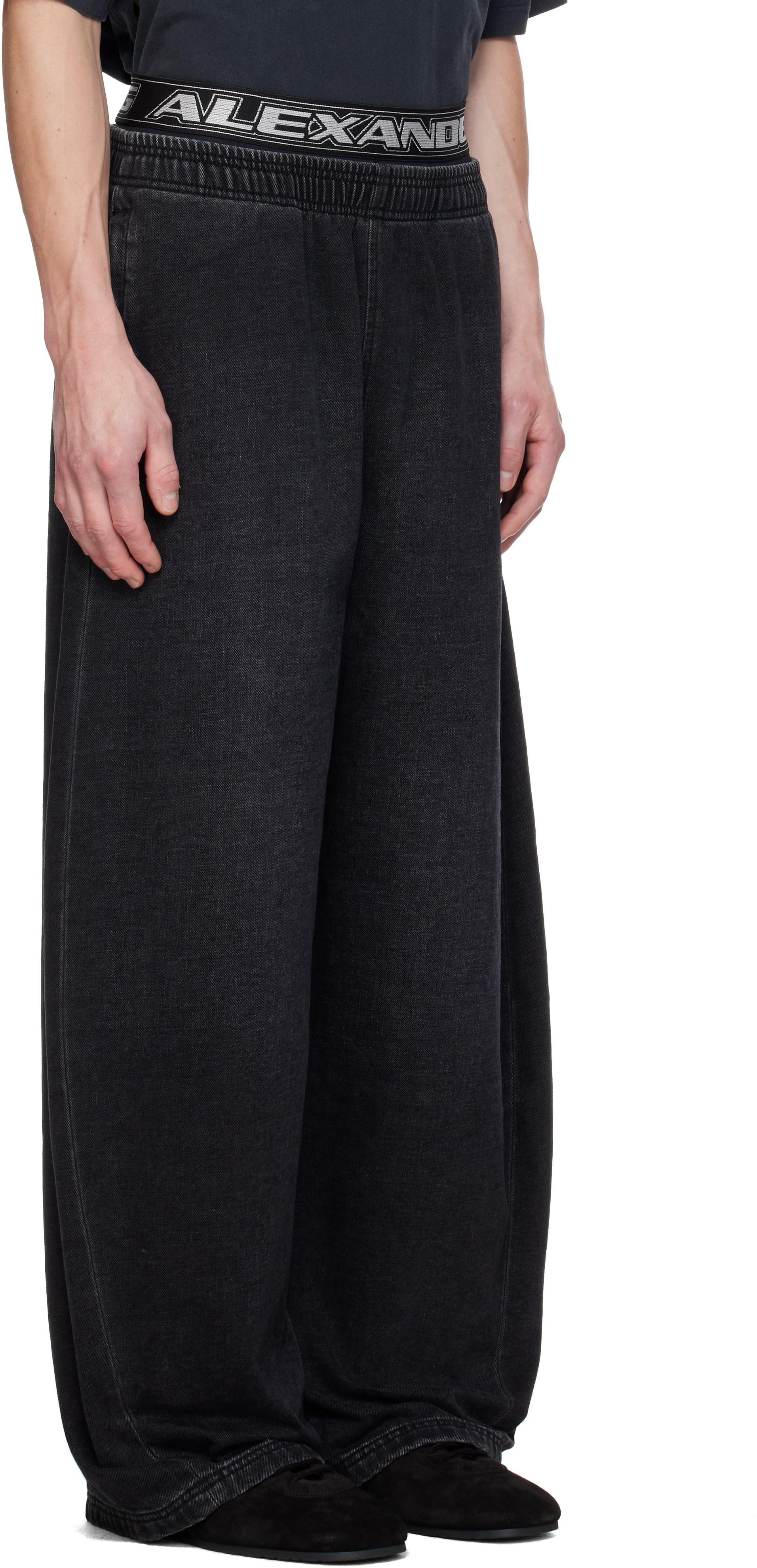 Alexander Wang - ブラック Pre-Styled ブラッシュド デニム スウェットパンツ