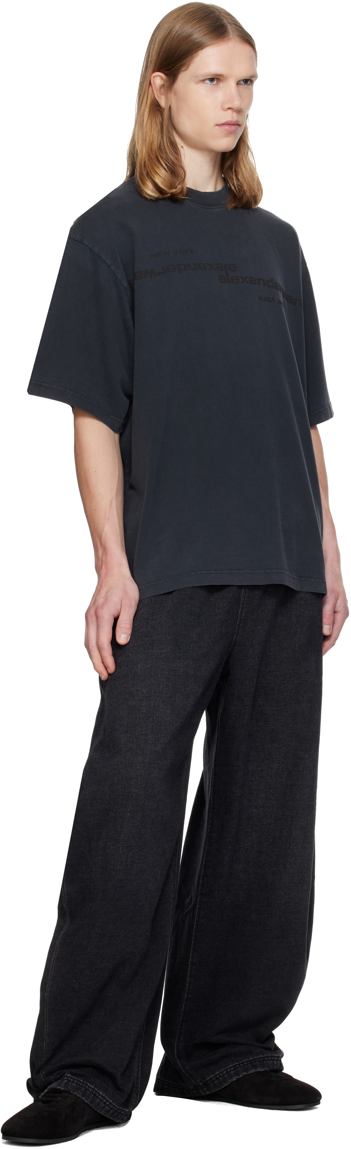 Alexander Wang - ブラック Pre-Styled ブラッシュド デニム スウェットパンツ