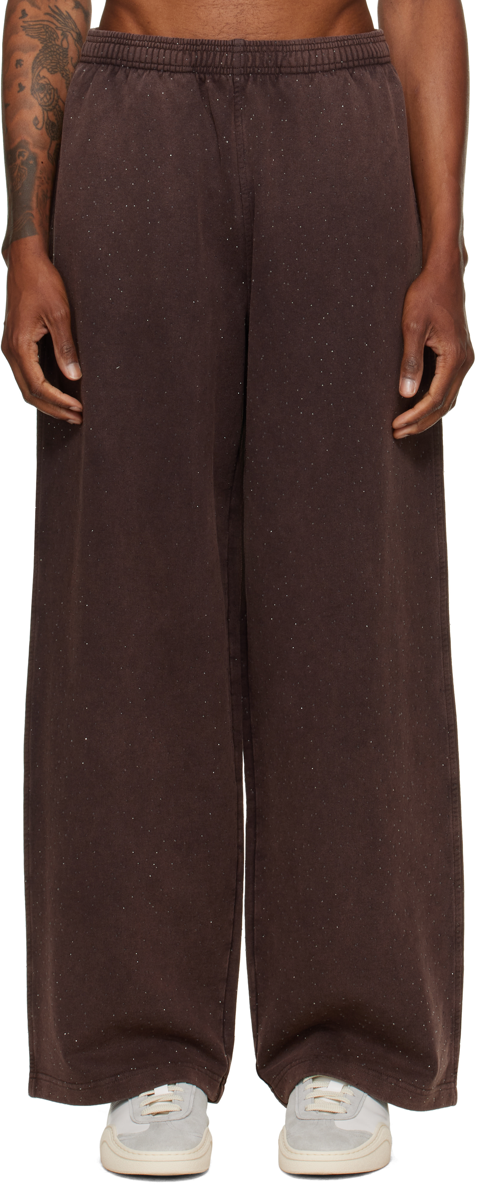Alexander Wang - Brown Crystal Hotfix Oversized Sweatpants