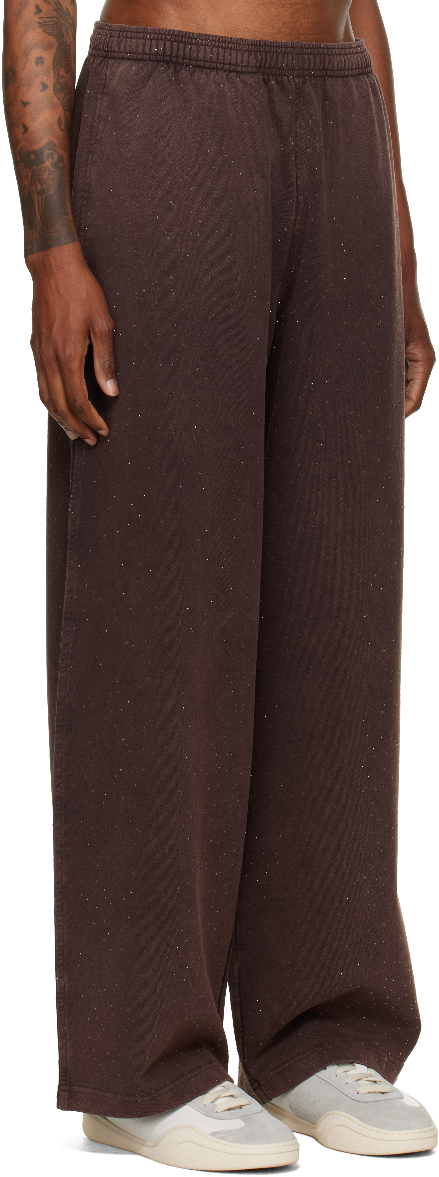 Alexander Wang - Brown Crystal Hotfix Oversized Sweatpants