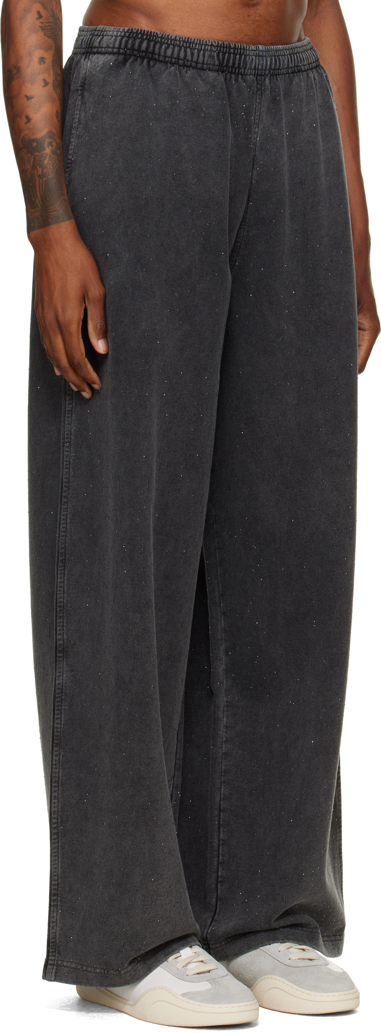 Alexander Wang - Gray Crystal Hotfix Oversized Sweatpants