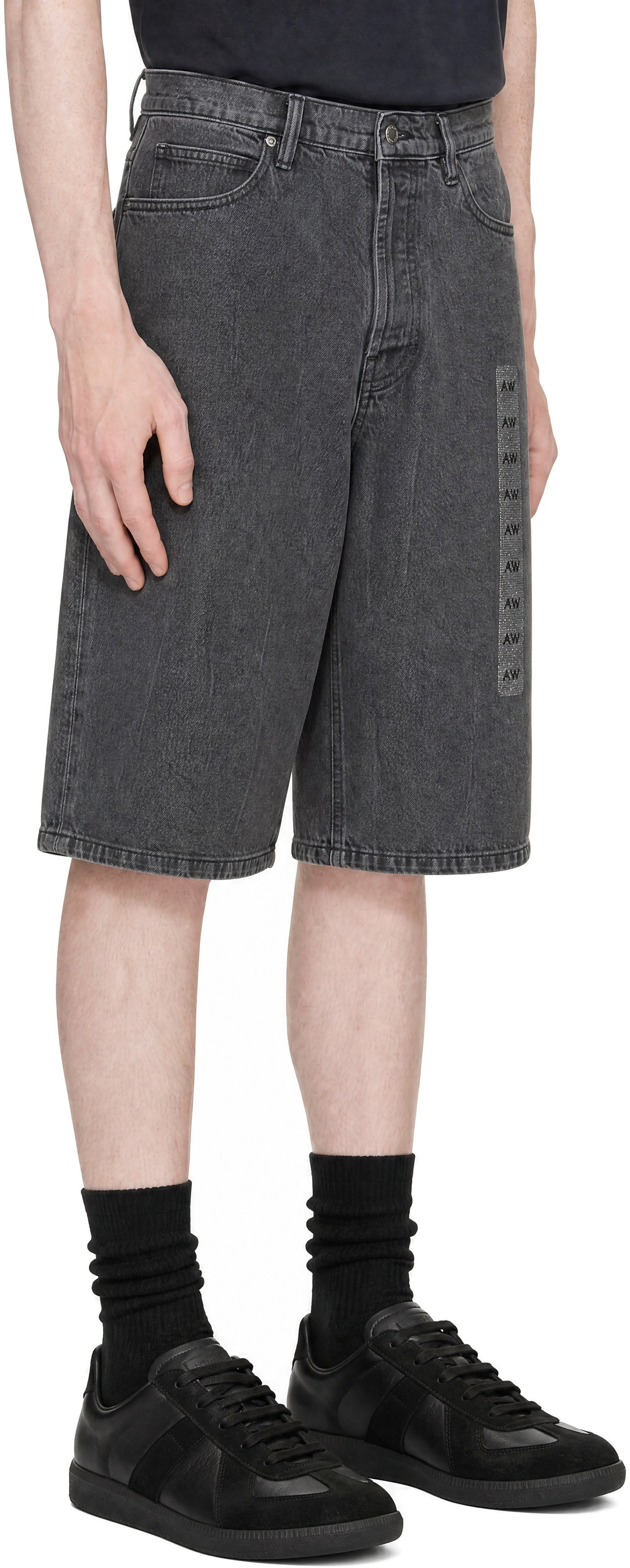 Alexander Wang: グレー Flasher Detail ローライズ デニム ボード