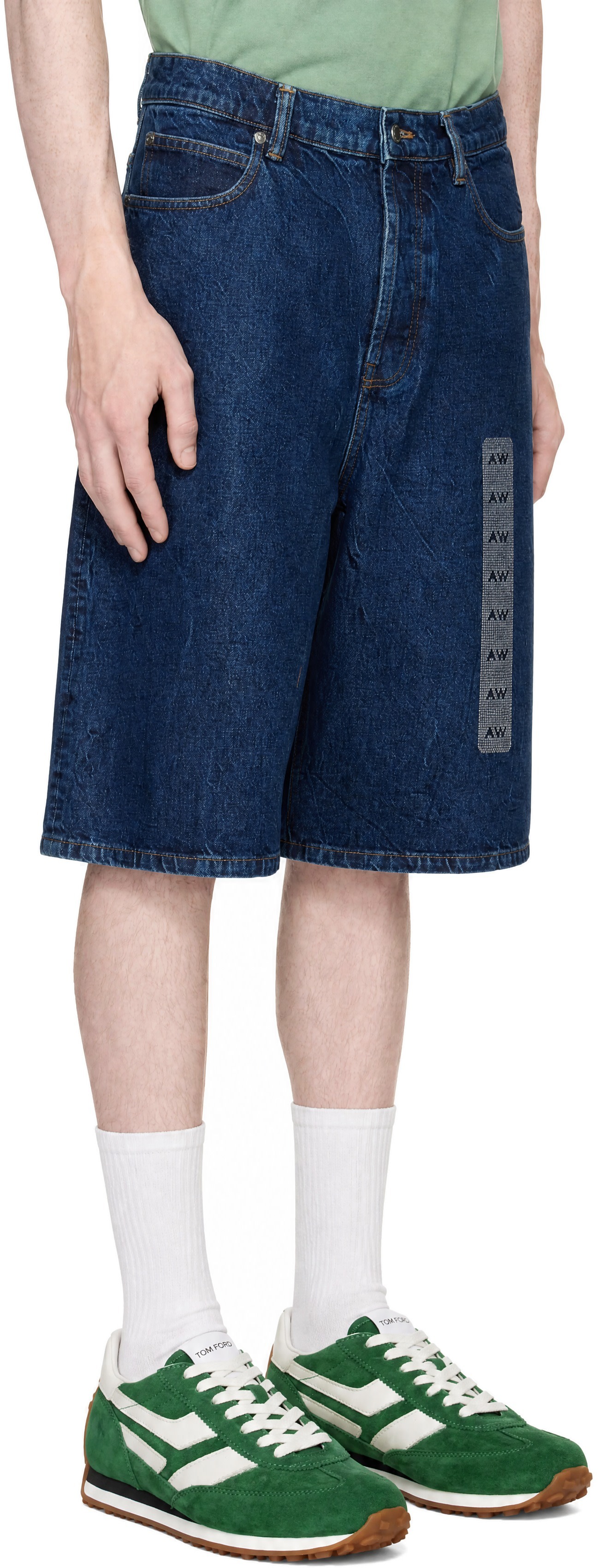 Alexander Wang: ブルー Flasher Detail ローライズ デニム ボード