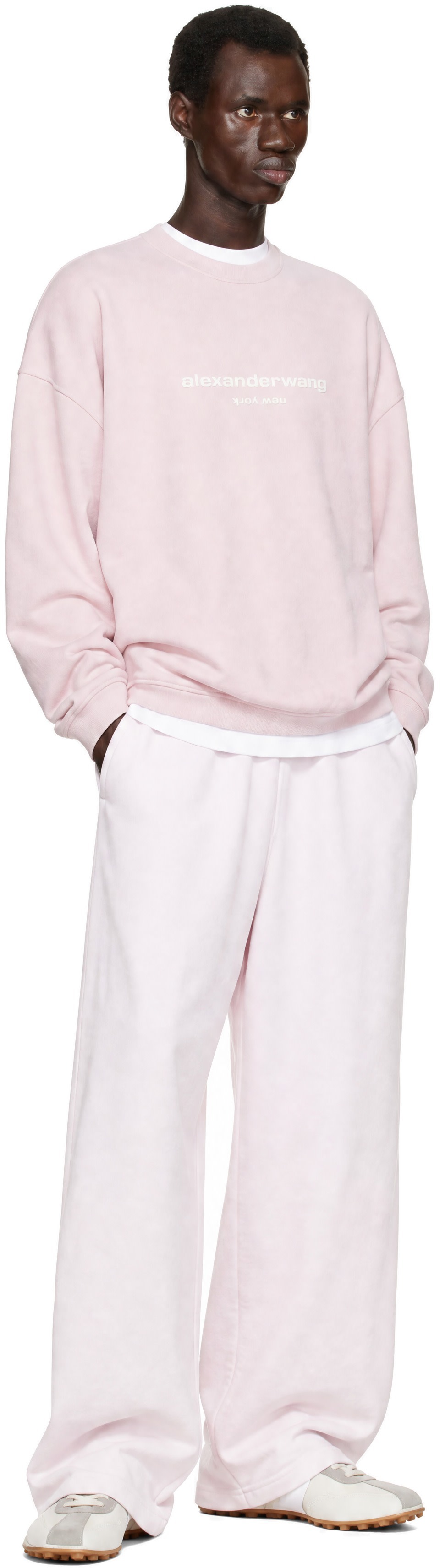 Alexander Wang - Pink Oversized Logo Print Sweatshirt