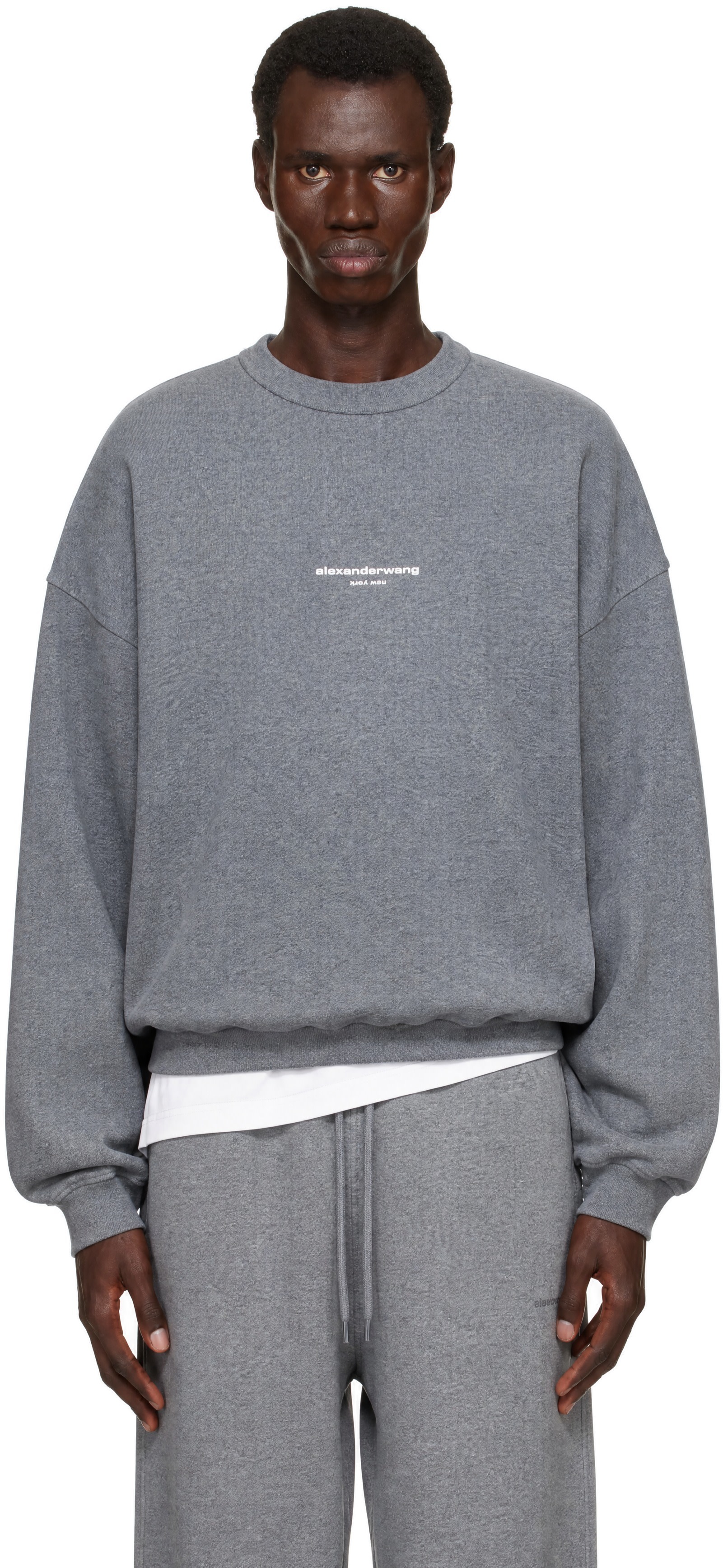 Alexander Wang - Gray Oversized Logo Print Sweatshirt
