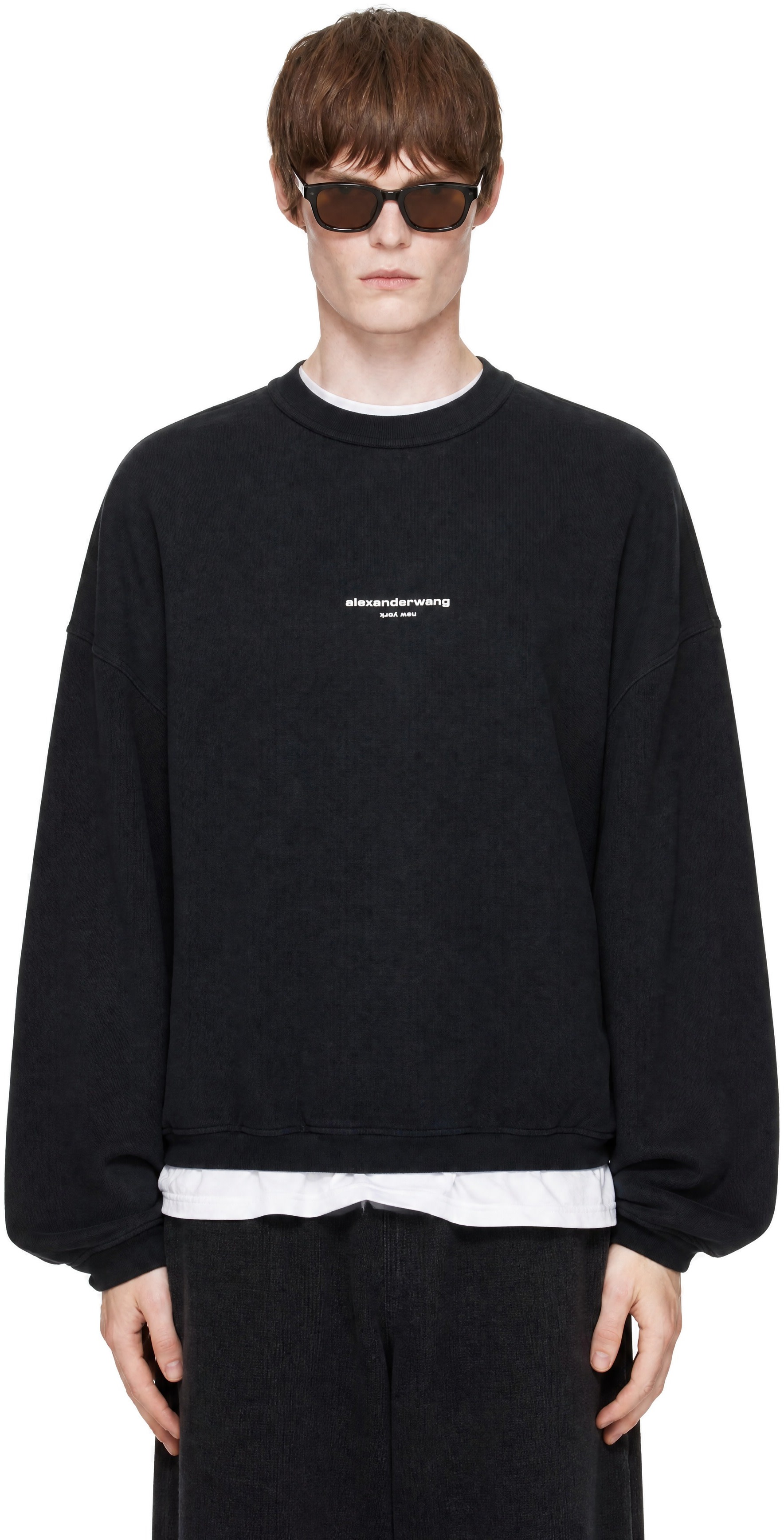 Alexander Wang - Black Oversized Logo Print Sweatshirt