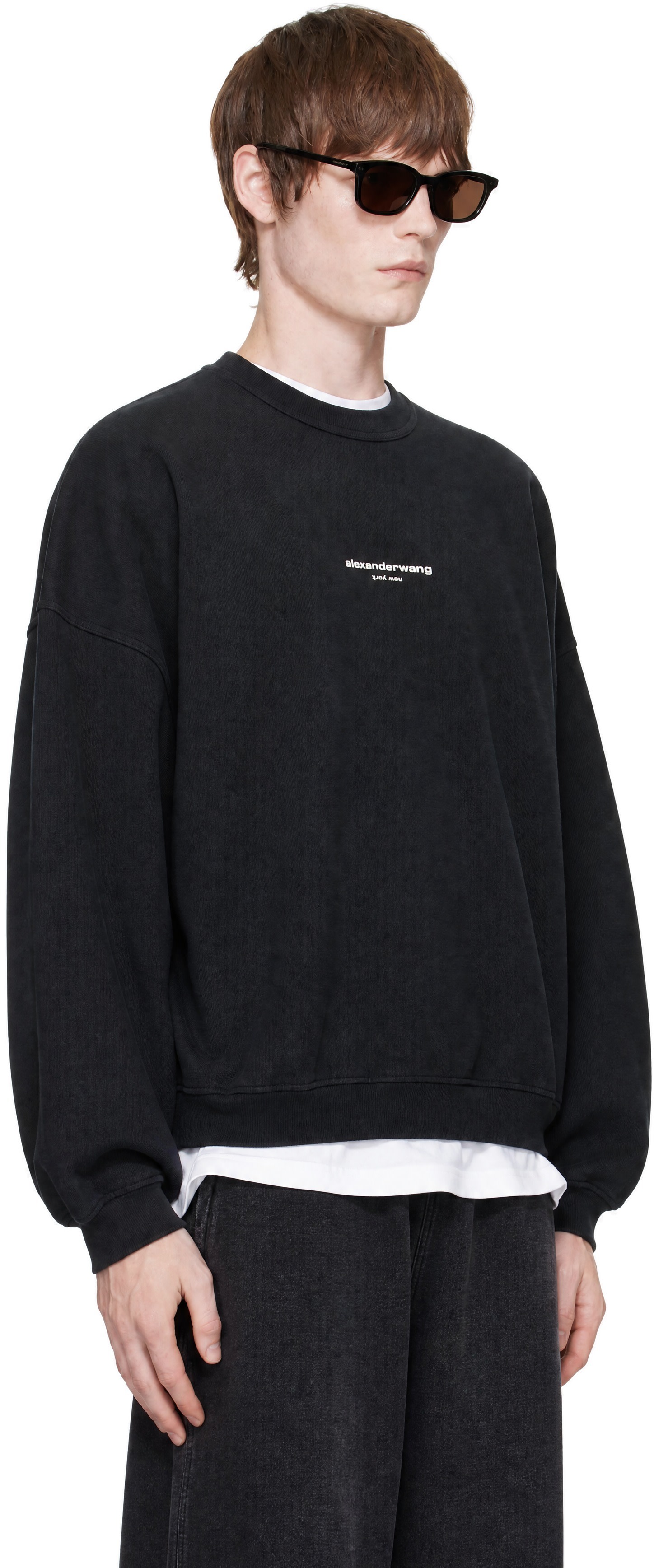 Alexander Wang - Black Oversized Logo Print Sweatshirt