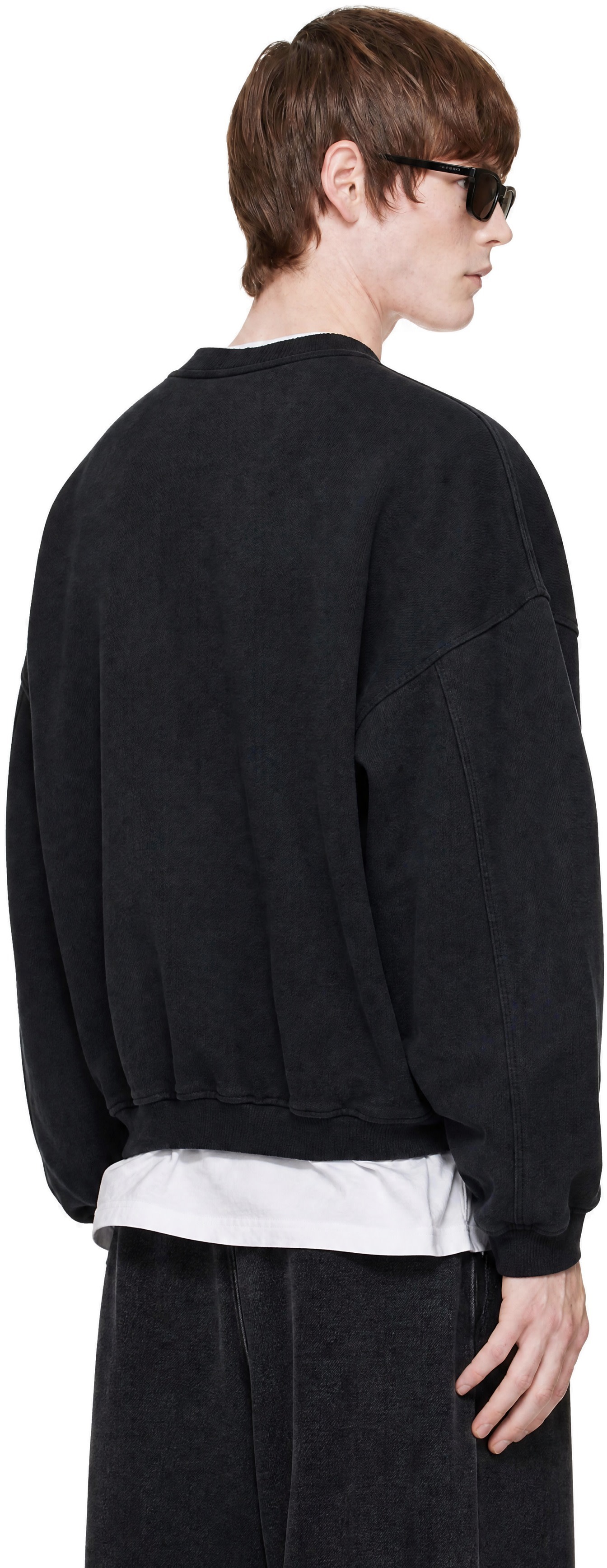 Alexander Wang - Pull molletonné surdimensionné noir à logo imprimé