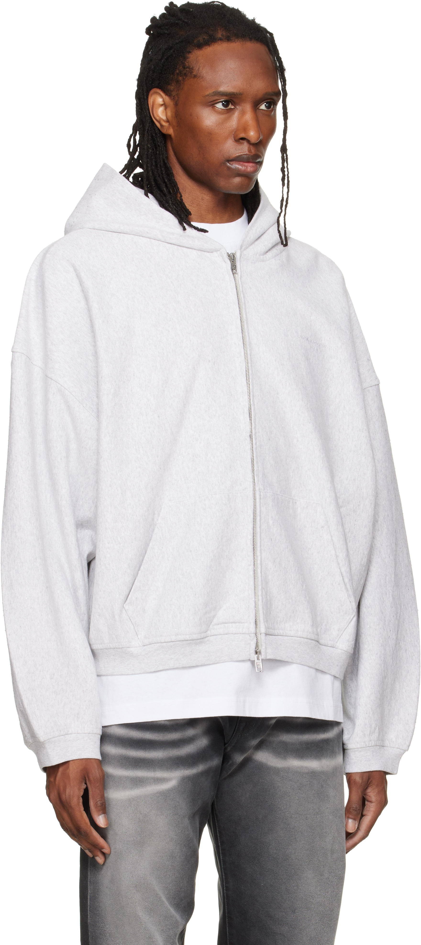 Alexander Wang: グレー ラインストーン エンベリッシュド オーバー