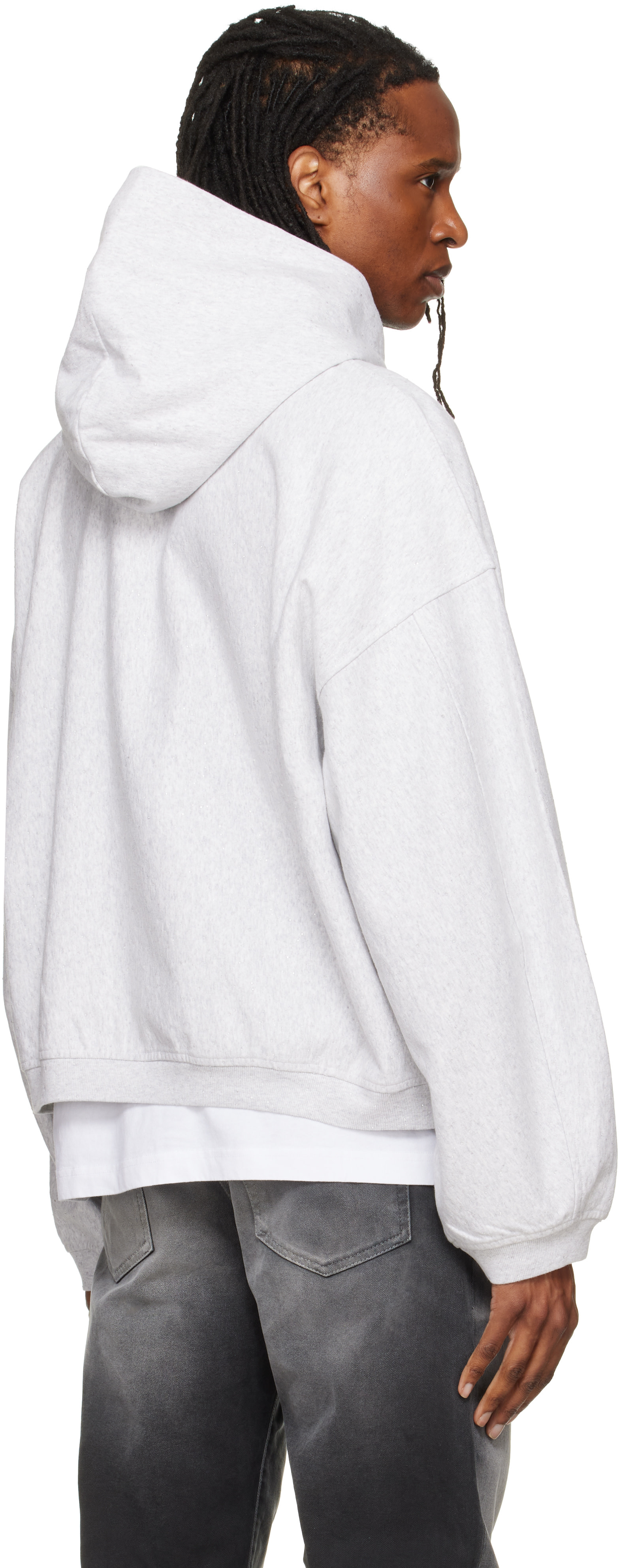 Alexander Wang: Gray Crystal Embellished Oversized Zip-Up Hoodie