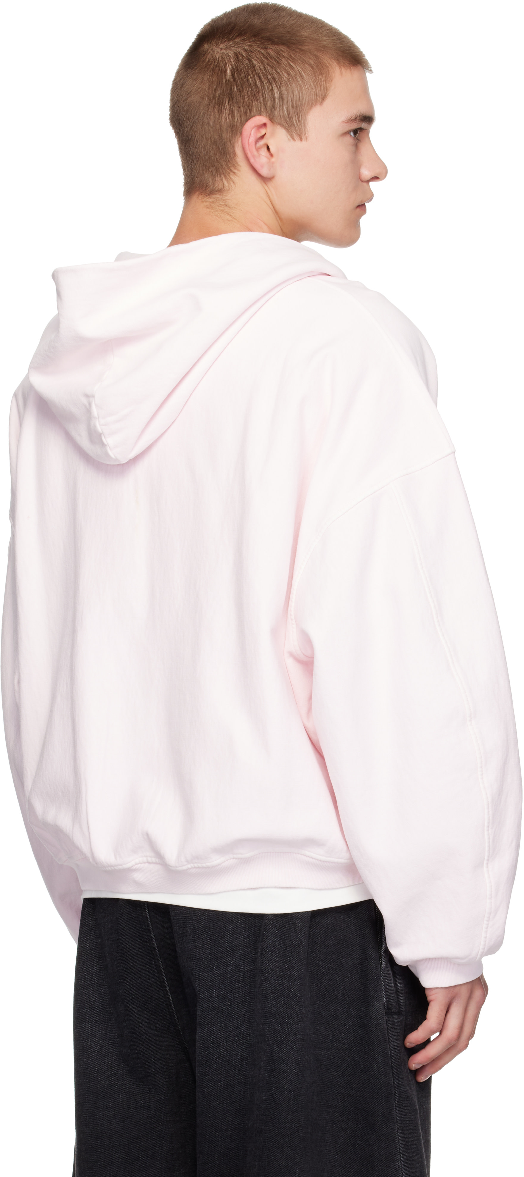 Alexander Wang: Pink Logo Print Oversized Zip-Up Hoodie | SSENSE