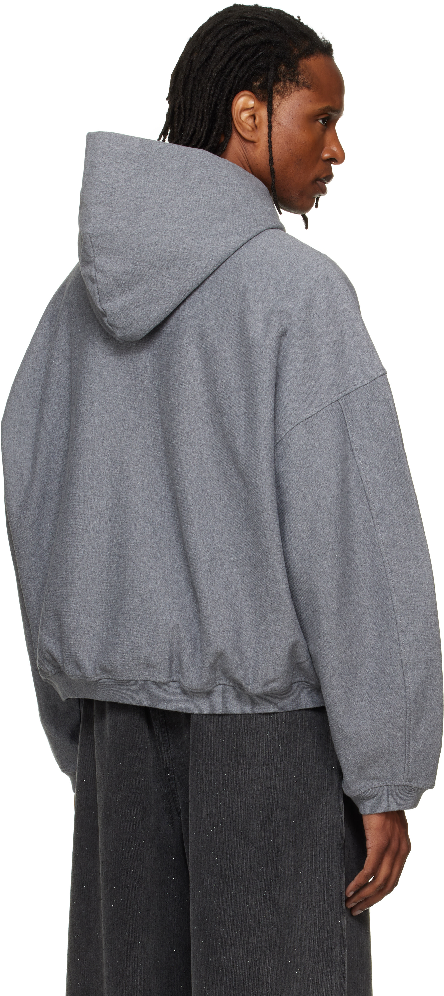Alexander Wang: Gray Logo Print Oversized Zip Up Hoodie | SSENSE Japan