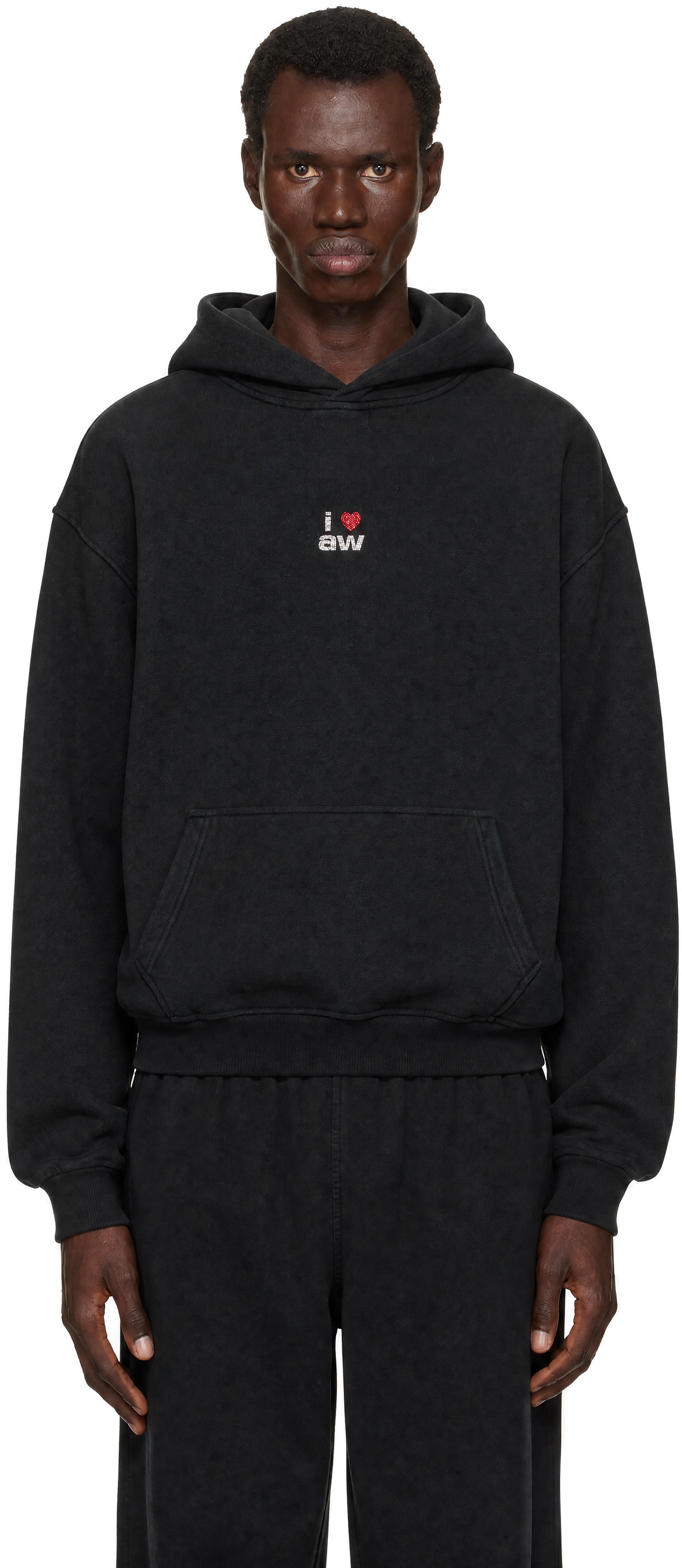 Alexander Wang: ブラック Crystal Hotfix 'I Heart AW' フーディ