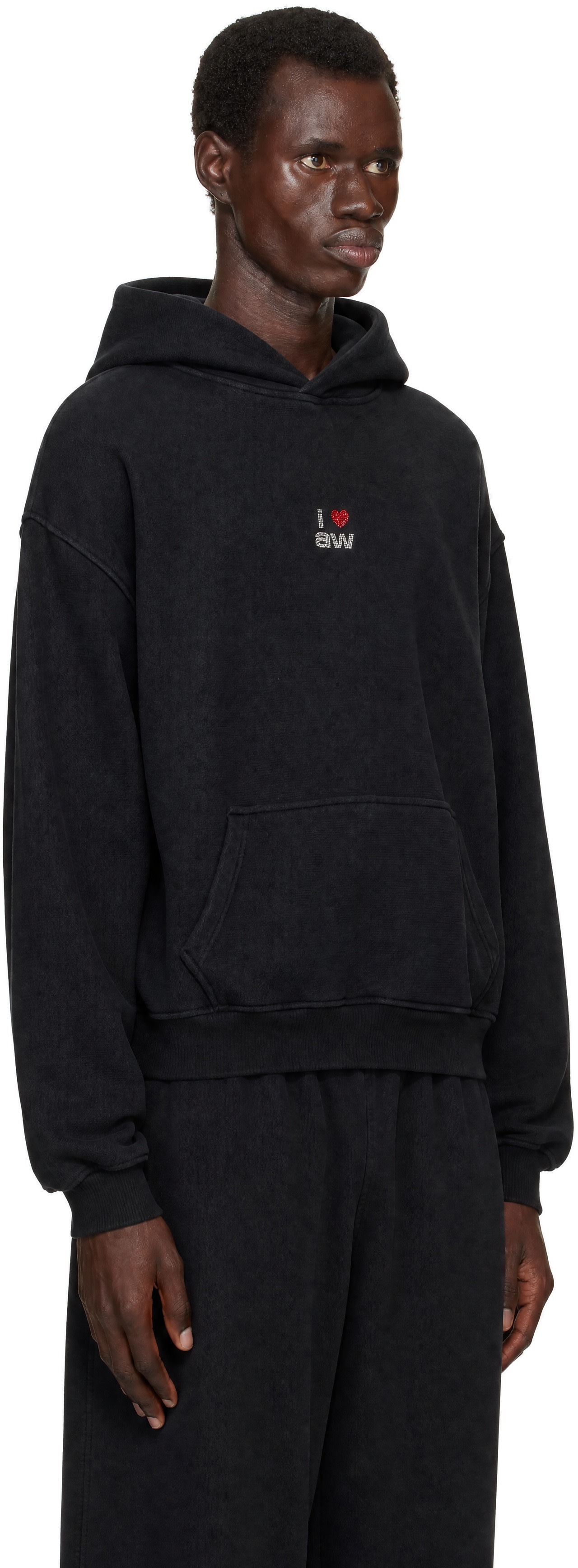 Alexander Wang: ブラック Crystal Hotfix 'I Heart AW' フーディ