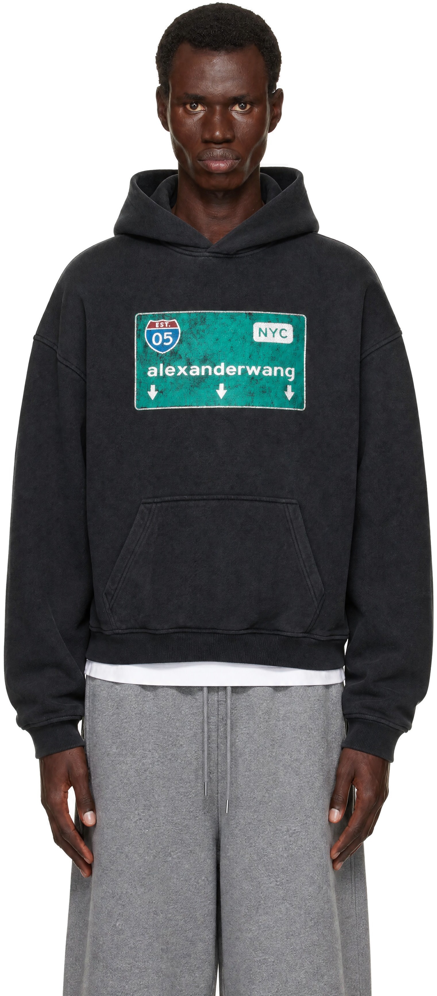 Alexander Wang - Pull à capuche graphique noir